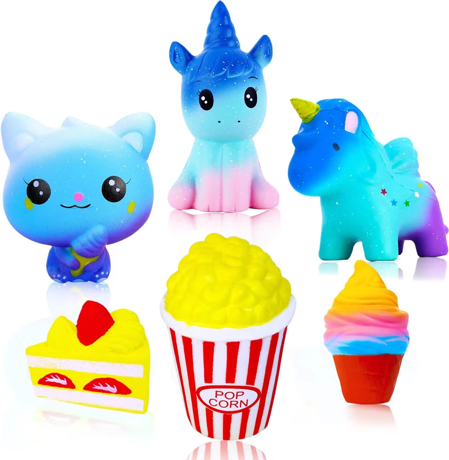 ZYZZYZY Squishies, 6 Pack Slow Rising Squishy, Squishy Pack, Squishy Animals, Squeeze Toys for Kids, Squishy Toy, Squishy Fidget, Cute Squishies, Squishy Unicorn, Big Squishy