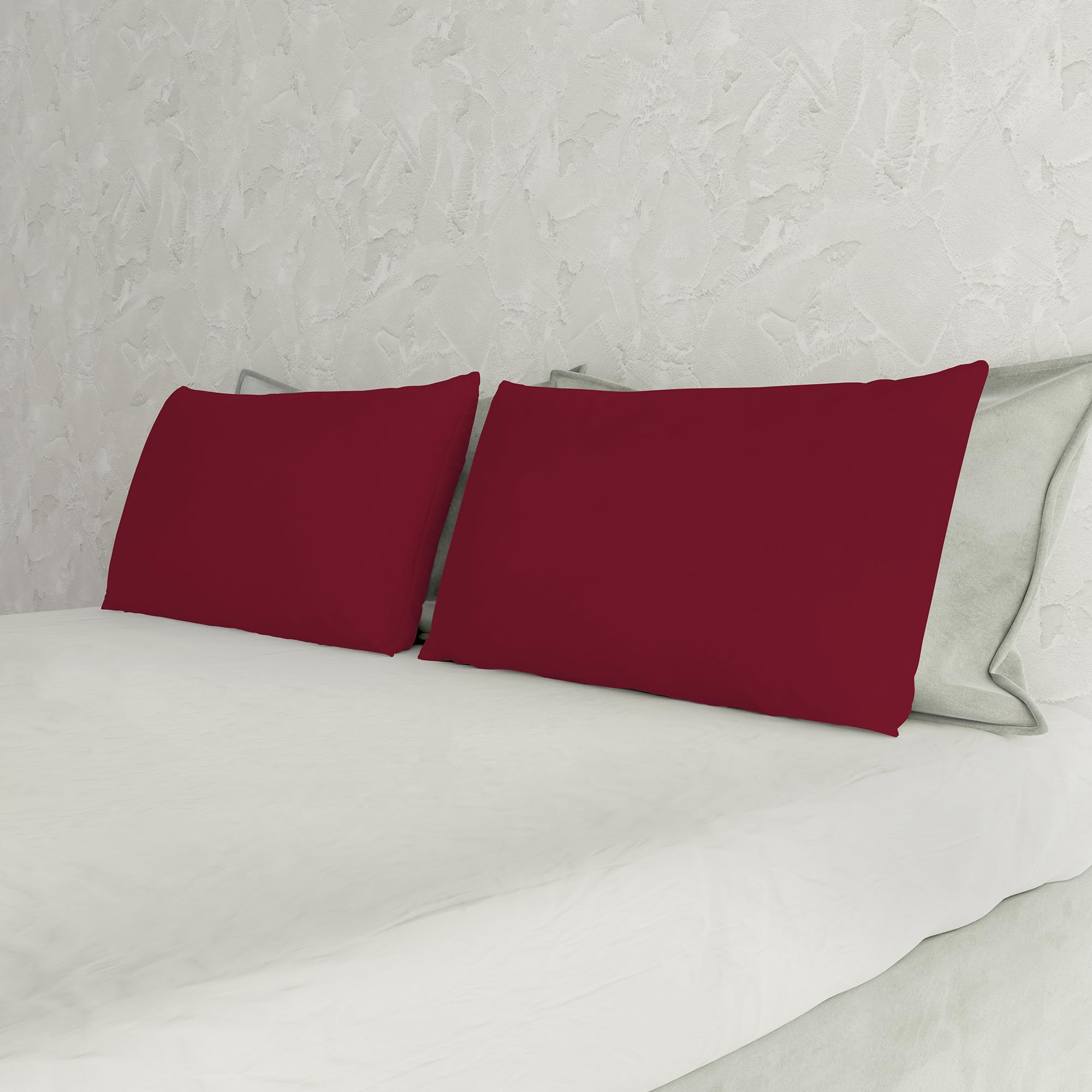 Italian Bed Linen Bordeaux Max Color Couple Of Plain Color Pillowcases