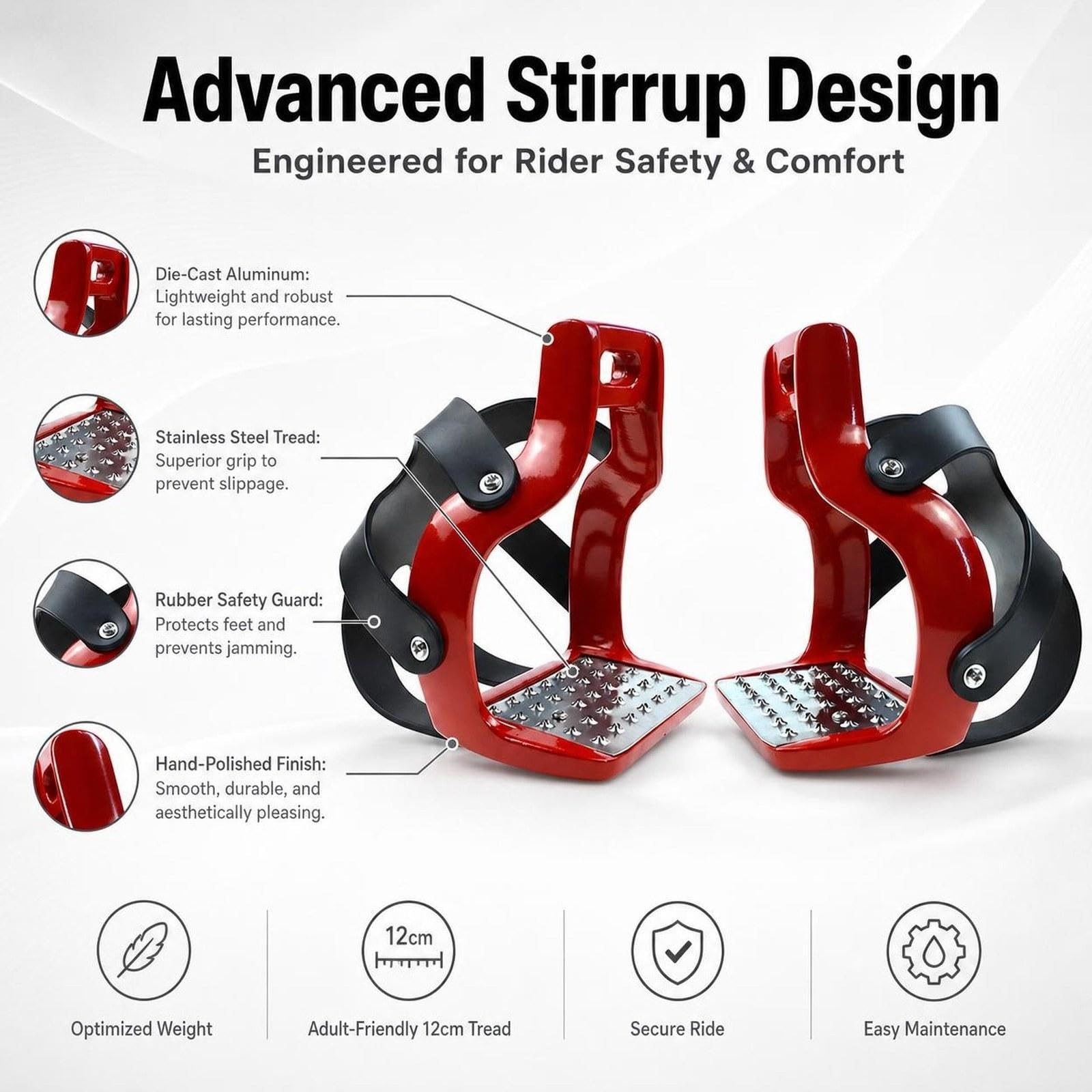 Estribos para Montar, Jaula Resistencia, Soporte para los pies, Silla Montar Aluminio Ligera y Resistente para Deportes ecuestres