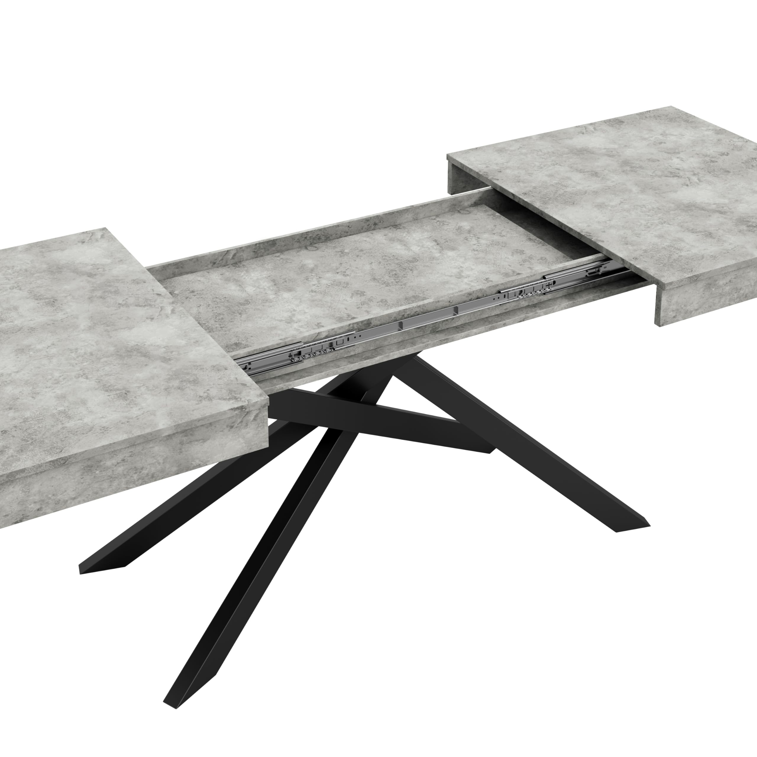 Tavolo da pranzo allungabile, 140/180 x 80 cm, adatto per 6-8 persone, forma destra, tavolo ispessito, gambe in metallo, stile semplice, tavolo per sala da pranzo, cucina, soggiorno (grigio)