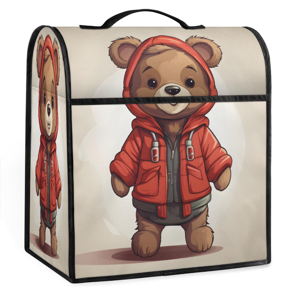 Coffee Maker Cover Cute Bear Cartoon Kitchen Appliance Covers Small Appliance Covers Blender Cover Juicer Cover Dust Covers for Kitchen Appliances with Top Handle and Pockets,Washable,C338