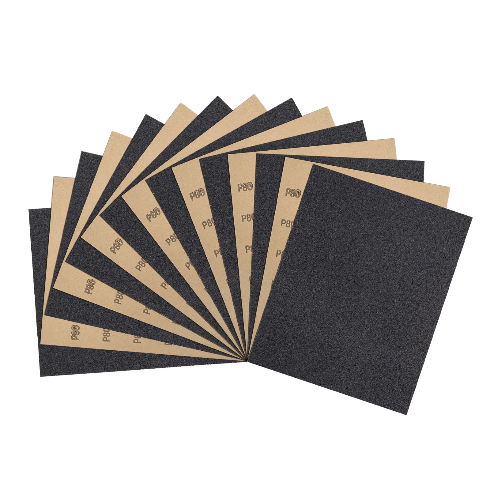 9 x 11 Inch 15pcs Wet Dry Sandpaper, 80 Grit Waterproof Abrasive Sand Paper, Silicon Carbide Sandpaper Sheets for Metal Wood, Auto Polishing