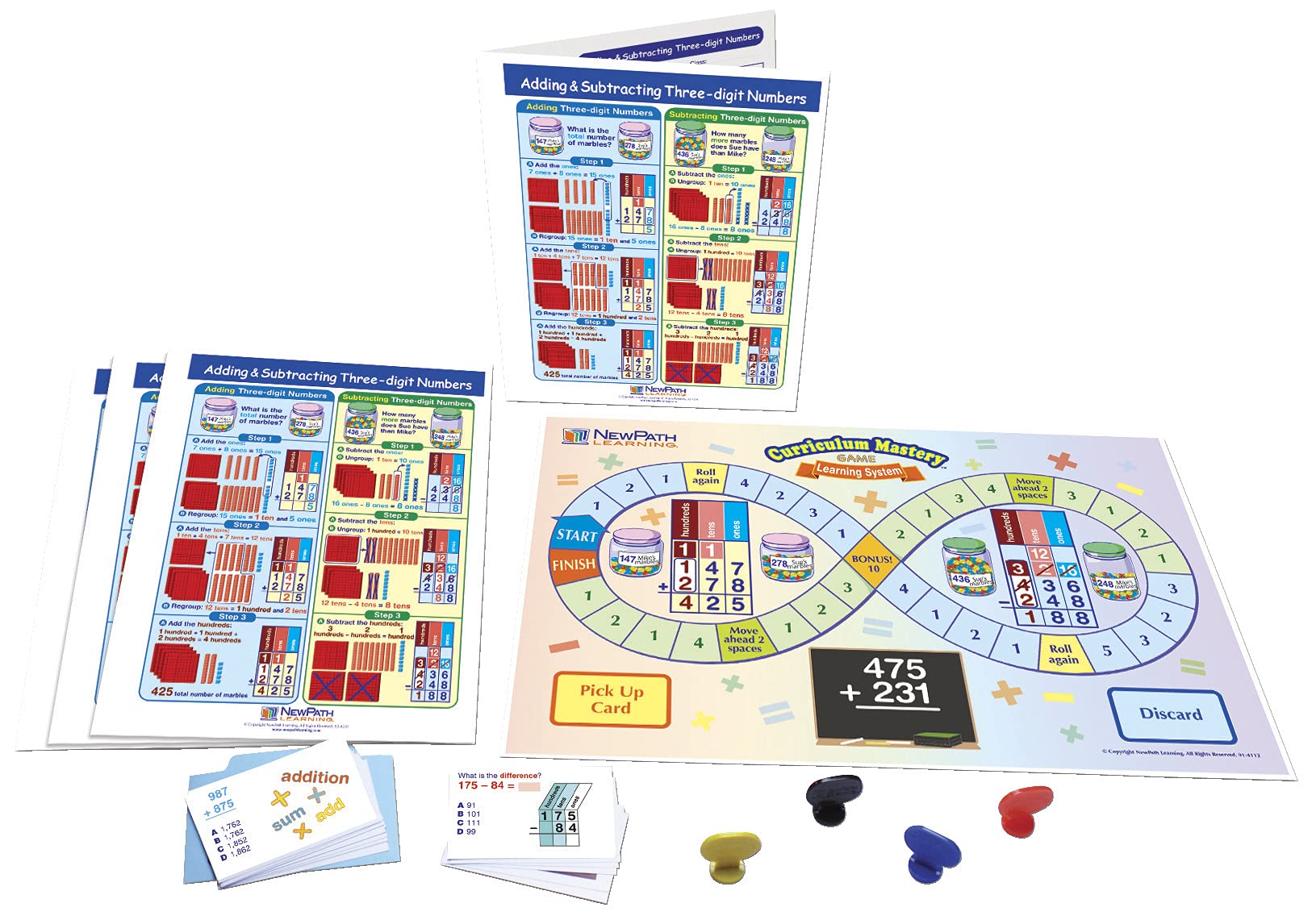 Adding & Subtracting Three-Digit Numbers Learning Center Game - Grades 3-5