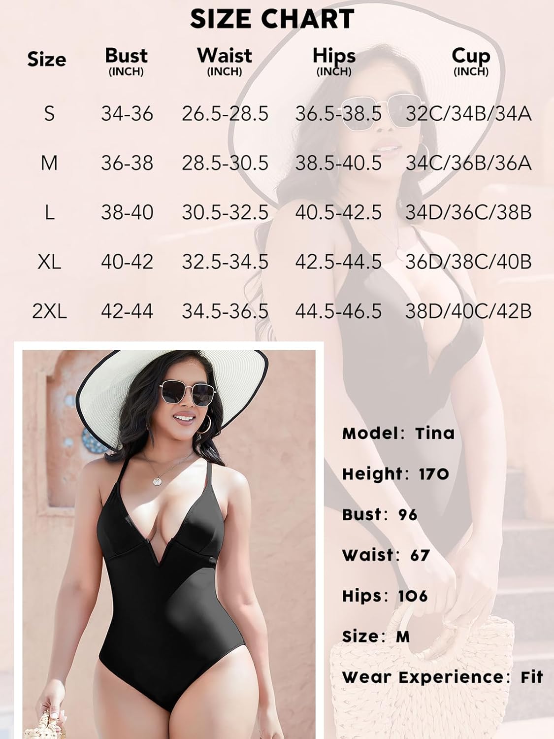 SHAPERIN Women Swimsuit One Piece Bathing Suits Tummy Control Sexy Deep V Neck Padded Push Up Swimwear Monokini - Image 7