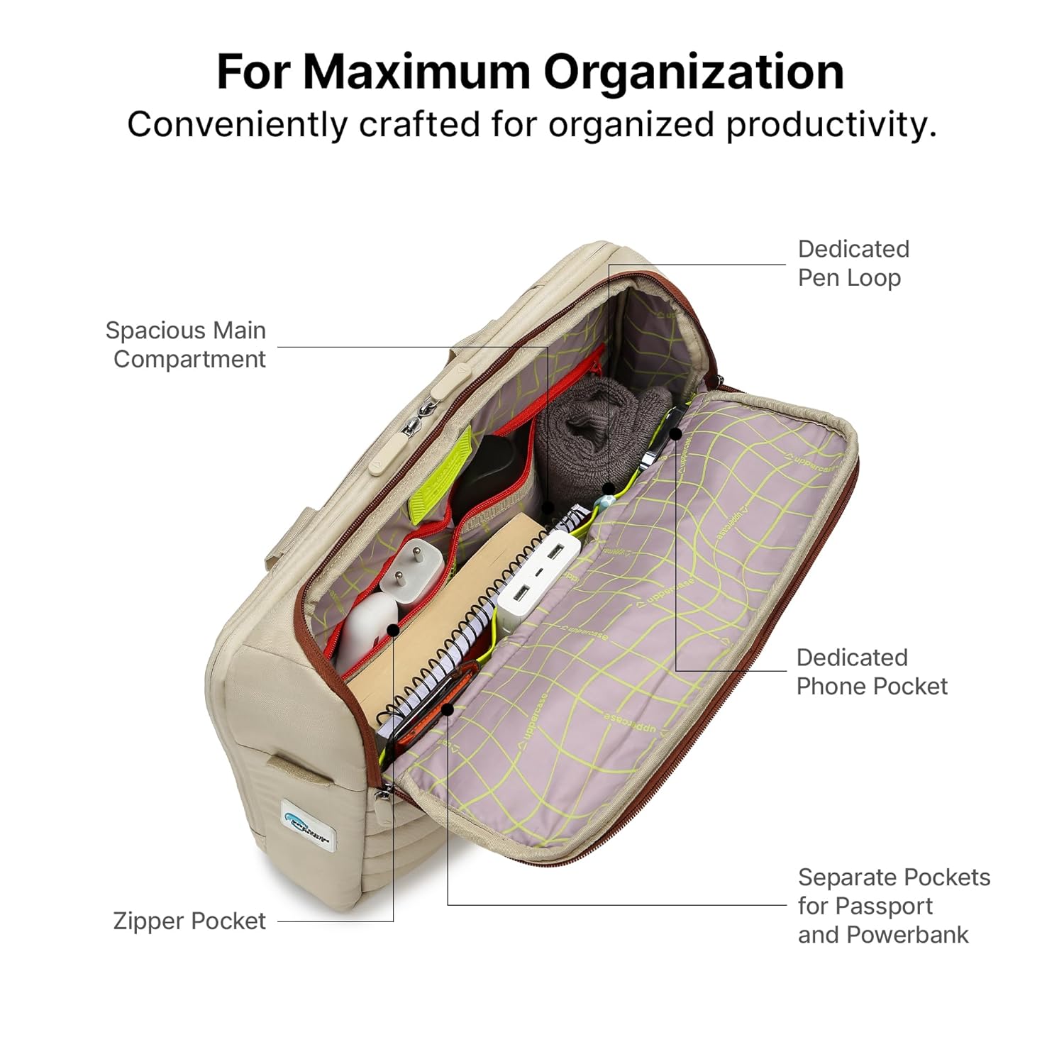 uppercase 14L Omega 03 Professional Laptop Messenger Bag | up to 15.6''| 3x More Water Resistant| Tablet Compartment| Multiple Organisers| Office Bag for Men & Women (Beige) 27 71wEAUfhVpL. SL1500