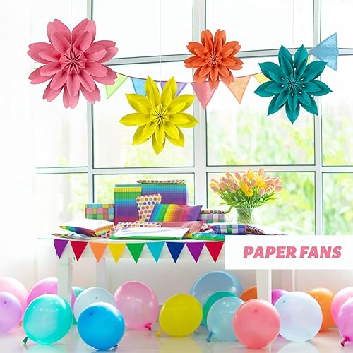 Miniatura 5 de ADLKGG - Juego de abanicos de papel para colgar en fiestas, guirnaldas de papel redondas para decoración de cumpleaños, bodas, eventos de graduación