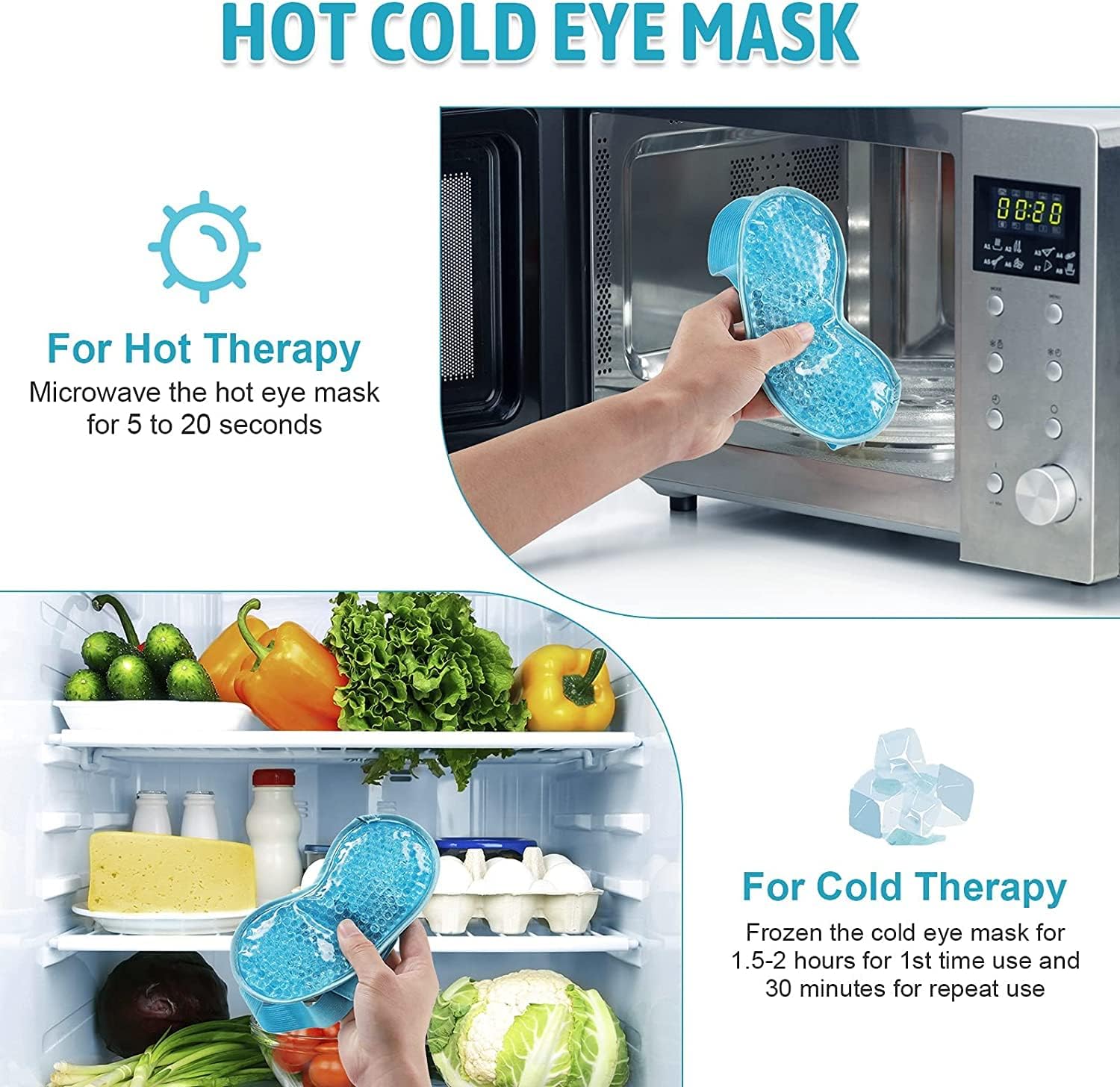 PRUVIA Eye Gel Mask Cooling Gel Eye Mask for Dark Circles Soothes Puffy, Dry, Tired, Red and Itchy |Relieve Your Headache Reusable Cold Compress Gel Pad for Therapy, Migraine, Pain Relief Skincare 4