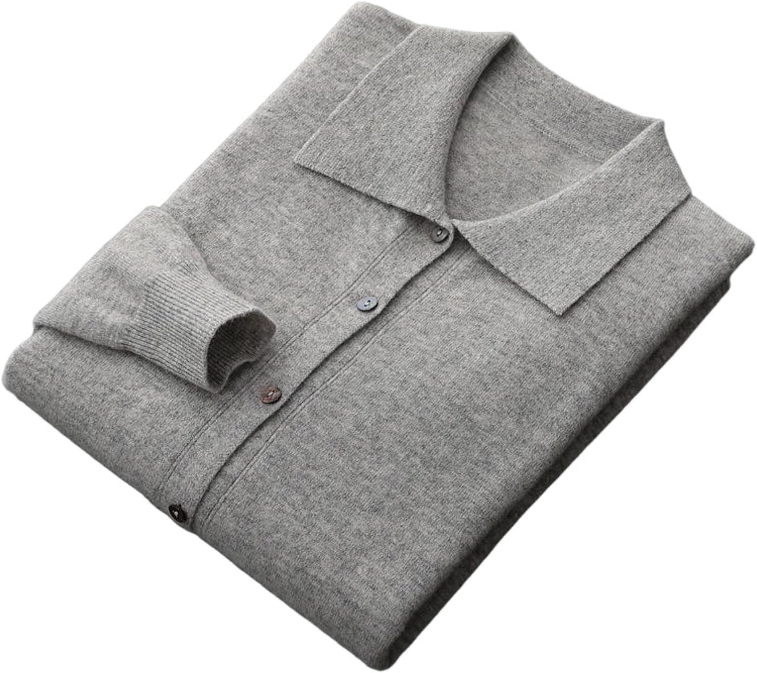 Men's Autumn Winter Buttoned Inner Layer Shirt Cashmere Knit Sweater Cardigan