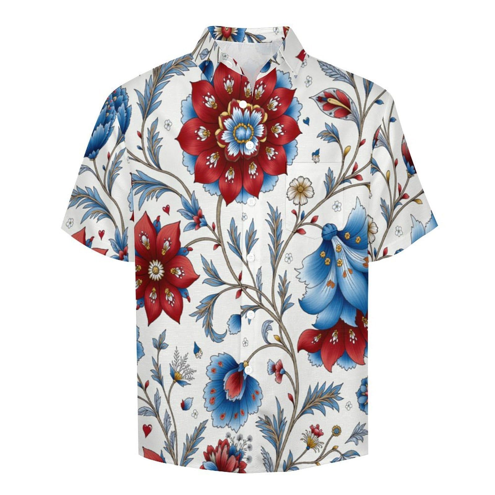 Camicie a Maniche Corte da Uomo - Camicie da Spiaggia con Stampa Elegante Floreale Artistico Tradizionale, Funky Estiva Cool Camicia Hawaiana Monopetto Camicia S-7XL