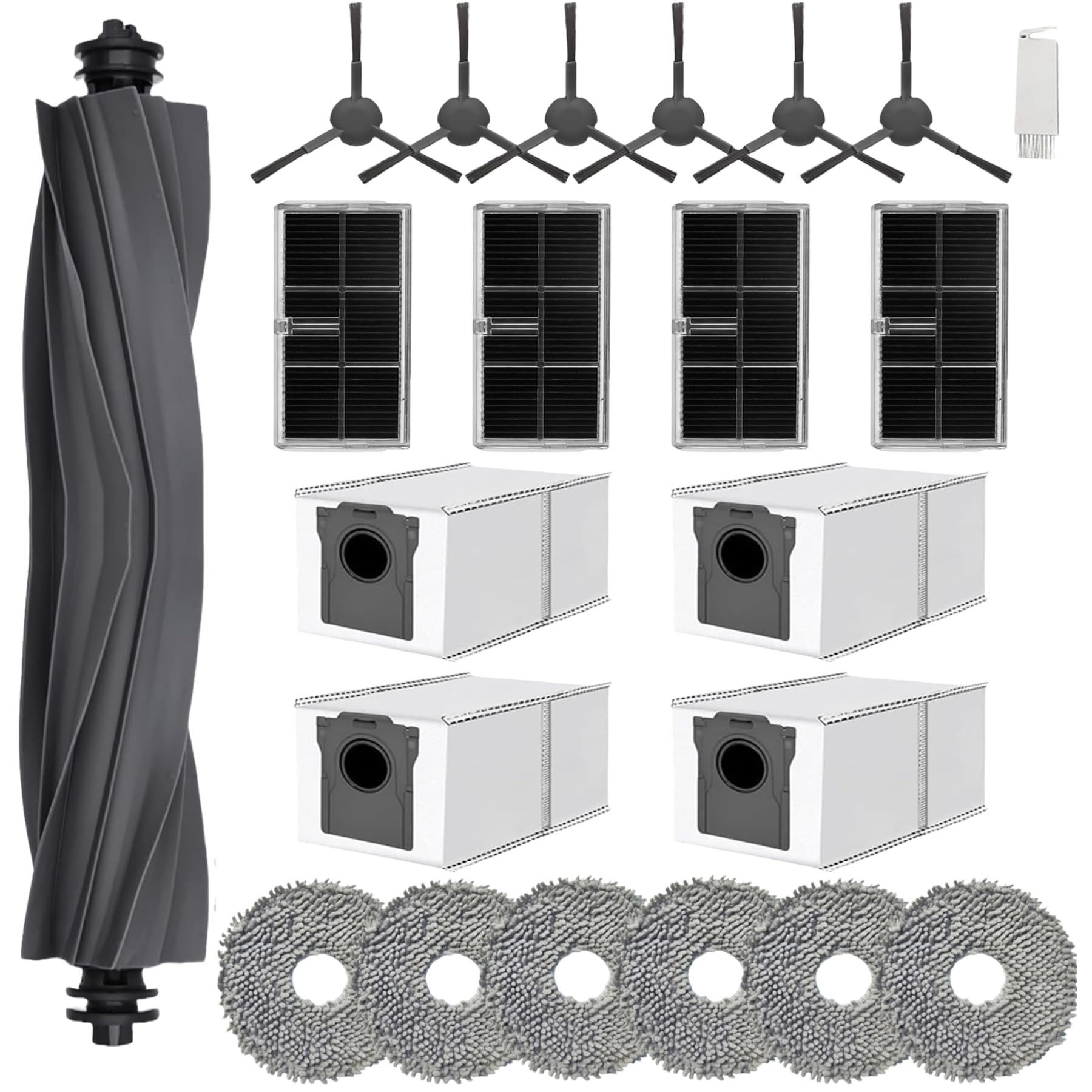 HIYOUNG Recambios para Dreame L10s Ultra Gen 2,L40 Ultra A/AE/CE | L10s Pro Ultra Heat/X30 Ultra/D30 Ultra CE/Mova E30 Ultra,1 Cepillo principal,4 Bolsas,6 Paños,4 Filtros,6 Cepillos Laterales