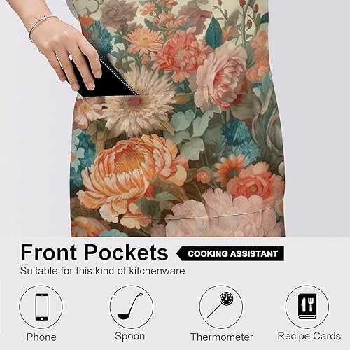 Miniatura 5 de MUSM Apron for Adults - 27.6 X 31.5 Inch, Heavy-Duty Polyester Aprons with Two Large Pockets, Waterproof Pastel Colors Kitchen Apron for Cooking,
