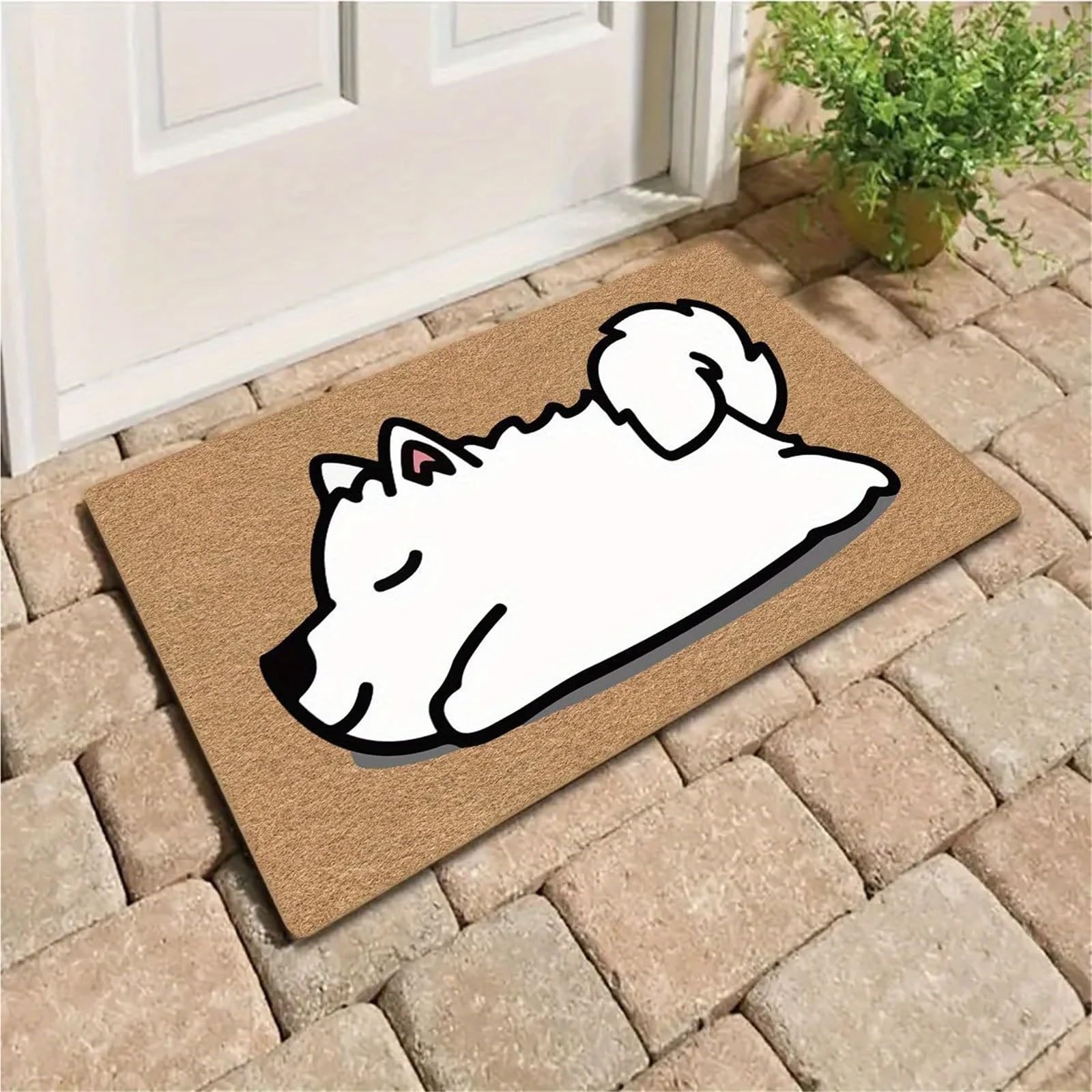 Felpudos Decorativos Felpudo de entrada con estampado perro durmiendo lindo | Alfombra antideslizante de fibra de coco for baño, cocina, varios tamaños(120x160cm)