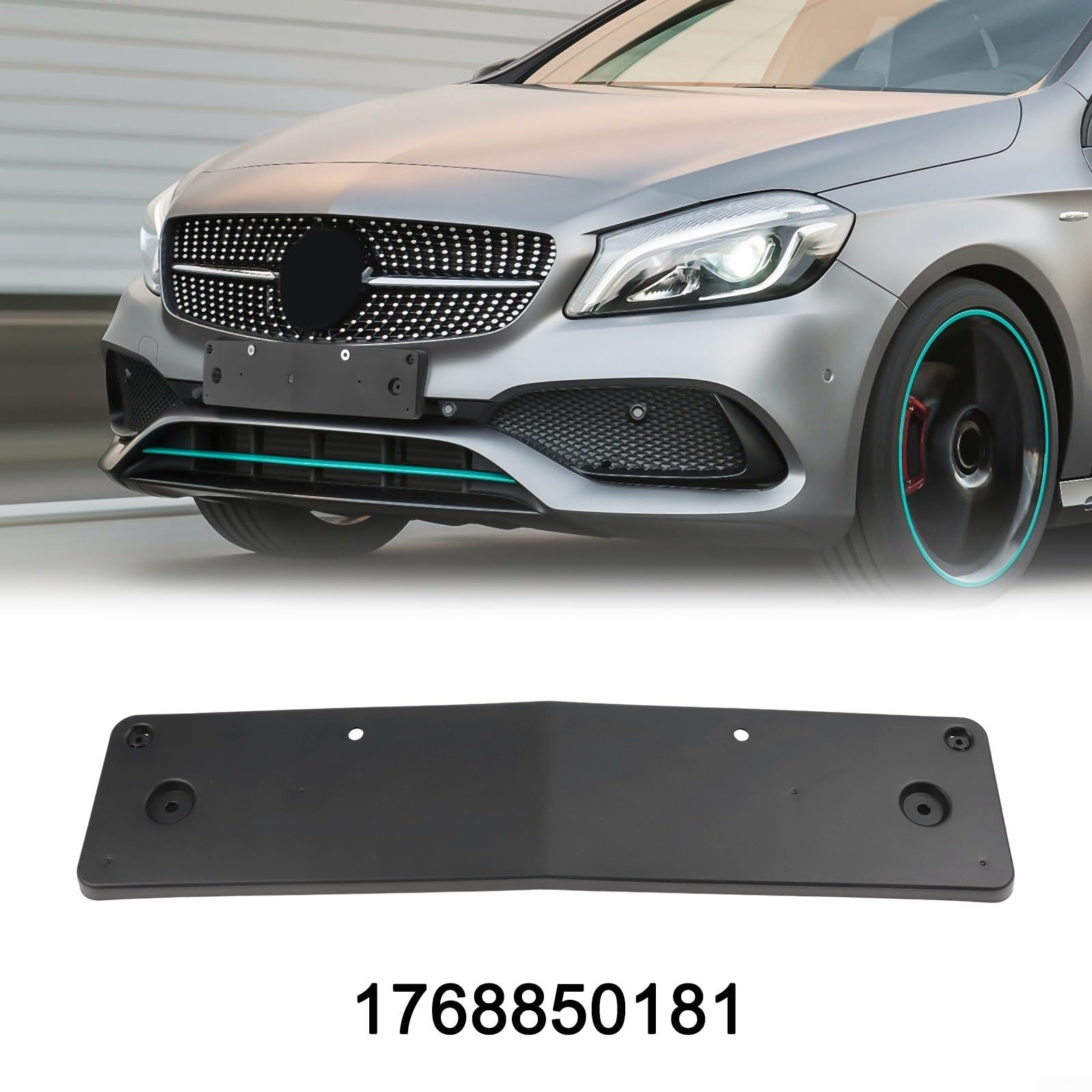 Supporto per targa per tergicristallo anteriore per Mercedes per Benz per Classe A W176 (OEM A1768850181), in plastica ABS, nero