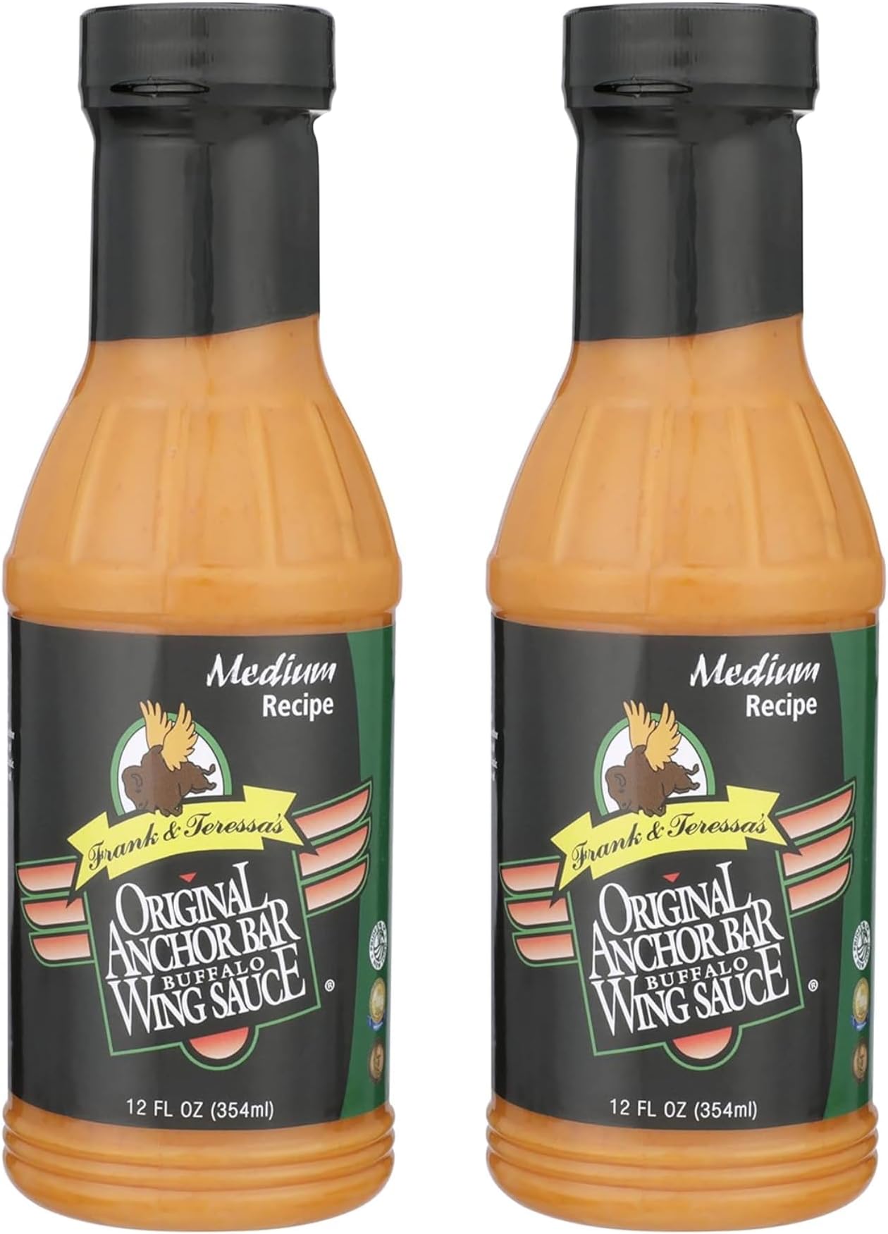Anchor Bar Original Buffalo Wing Sauce, Medium Recipe, 12 fl oz | Authentic Buffalo Wing Sauce | Classic Tangy & Spicy Condiment for Wings, Chicken & Dipping [Pack of 2]