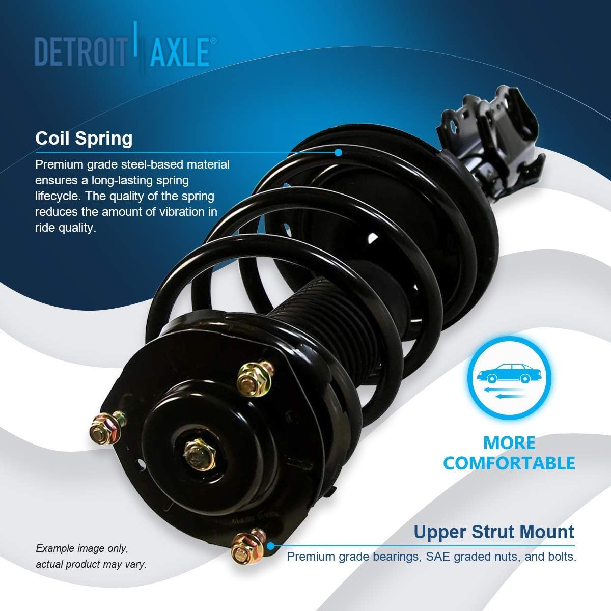 Detroit Axle - Front Struts Sway Bars for 2008-2011 Toyota Highlander Complete 2 Struts w/Coil Springs 2 Sway Bar Links 2009 2010 Replacement Suspension Strut Shock Assembly
