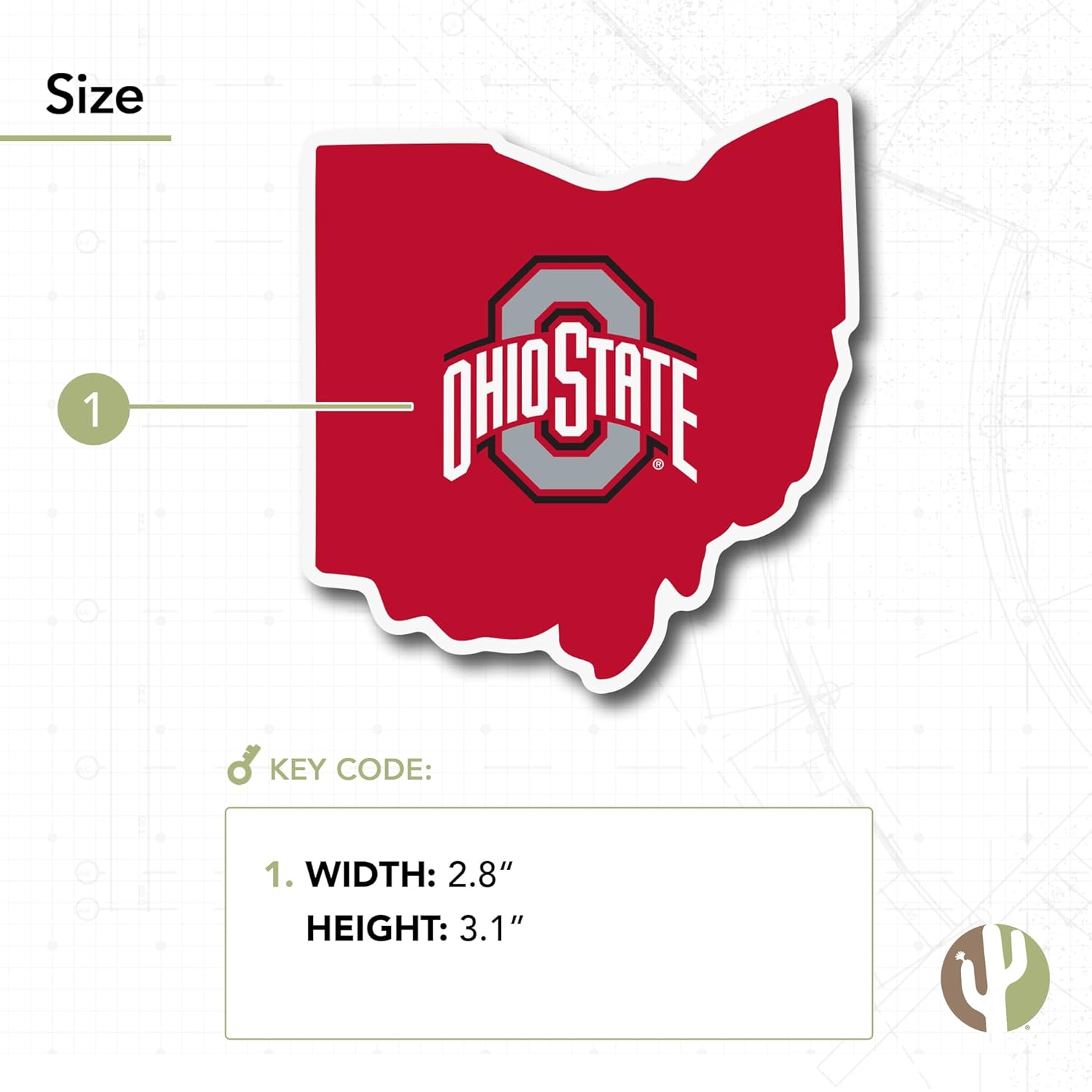 Desert Cactus The Ohio State University Sticker Buckeyes OSU Vinyl Decal Laptop Water Bottle Car Scrapbook (State Border Sticker) - Image 3