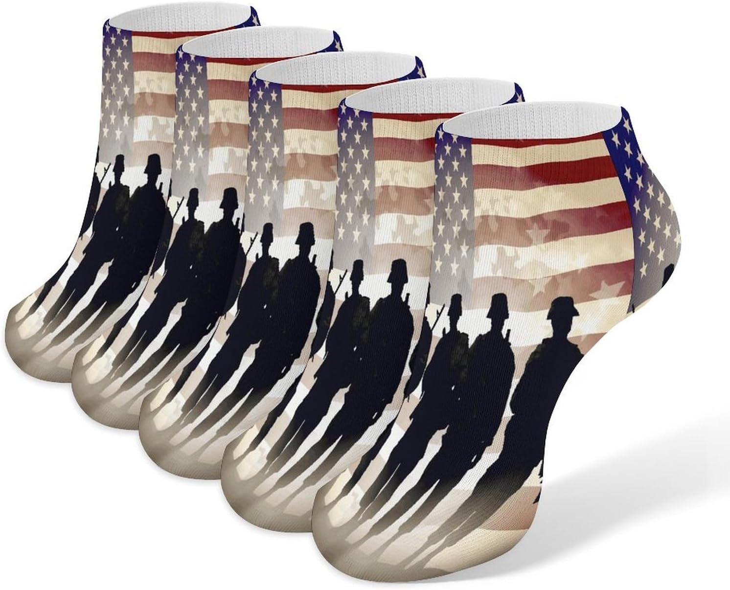 Socks for Men Women 5 Pairs Short Ankle Socks | Armed Forces Day American Low Cut Casual Crew Sock Cute Breathable Athletic Socks Non Slip No Show Sock