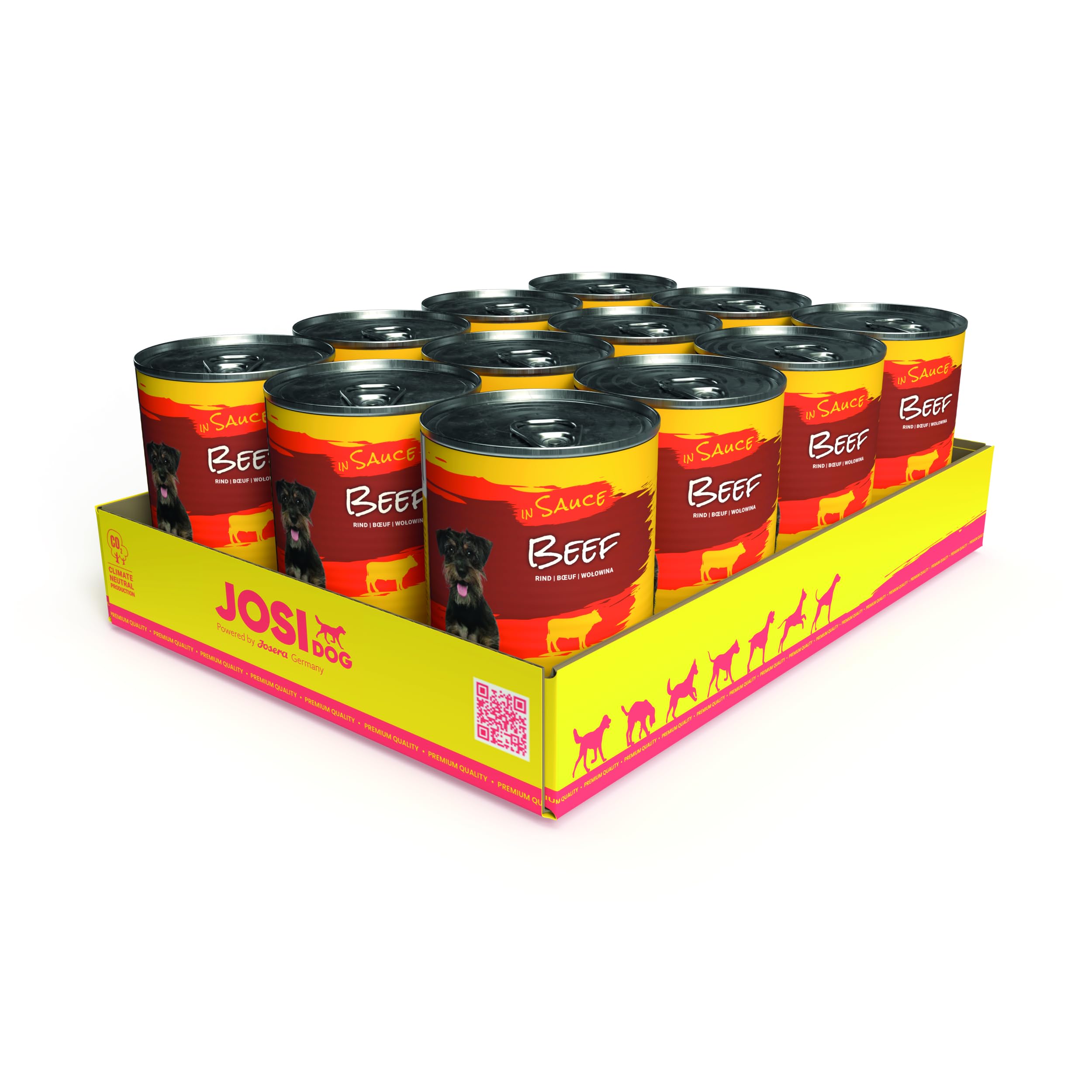 JosiDog Manzo in salsa (12 x 415 g) cibo per cani umido con manzo vitamina D3 E mangime completo