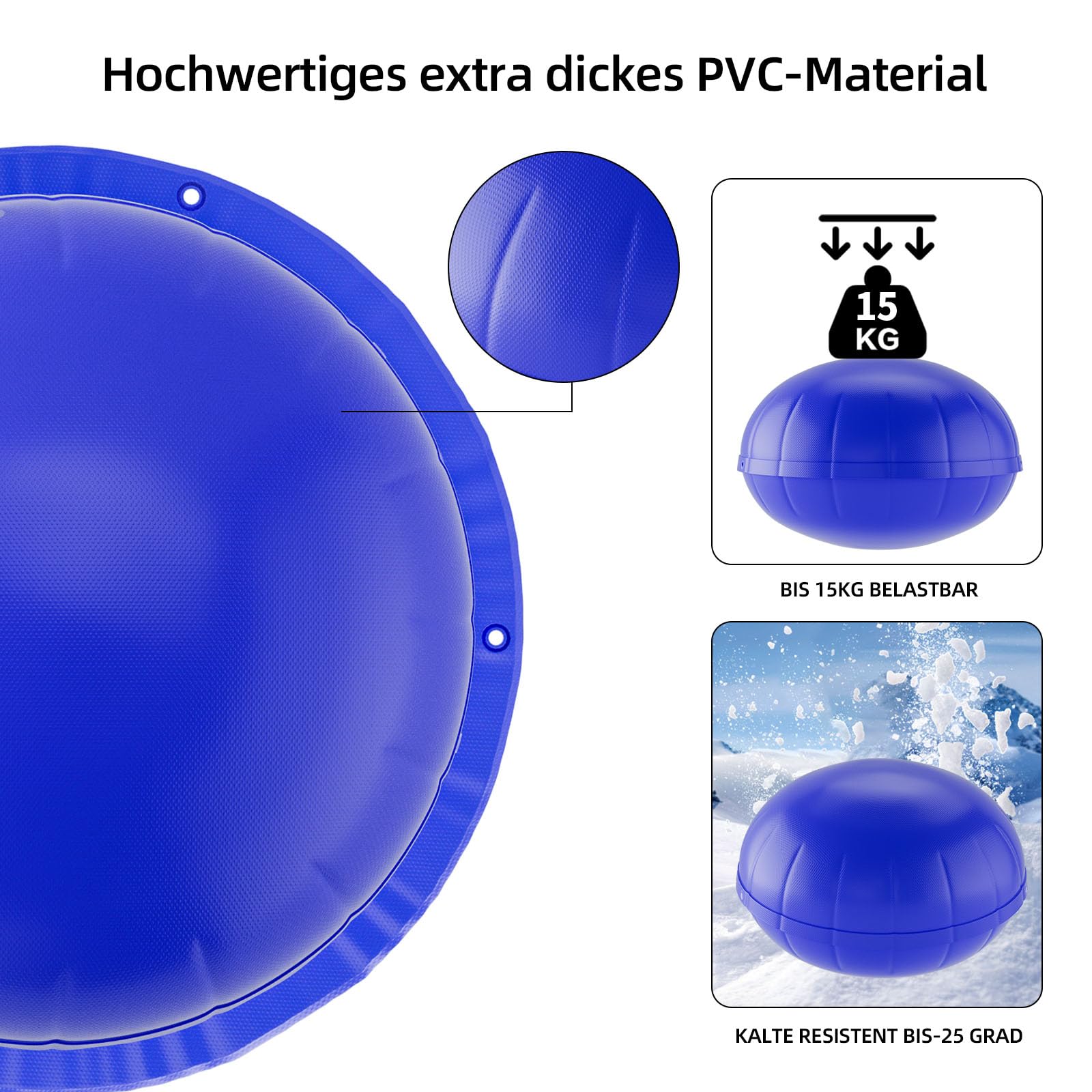 120 x 120cm Poolkissen Winter, Luftkissen Rund zur Poolabdeckung, Pool Winterkissen mit Sicherheitsventil, Pool Zubehör Wintermittel zur Überdachung, Pool Kissen Für Winterabdeckplanen