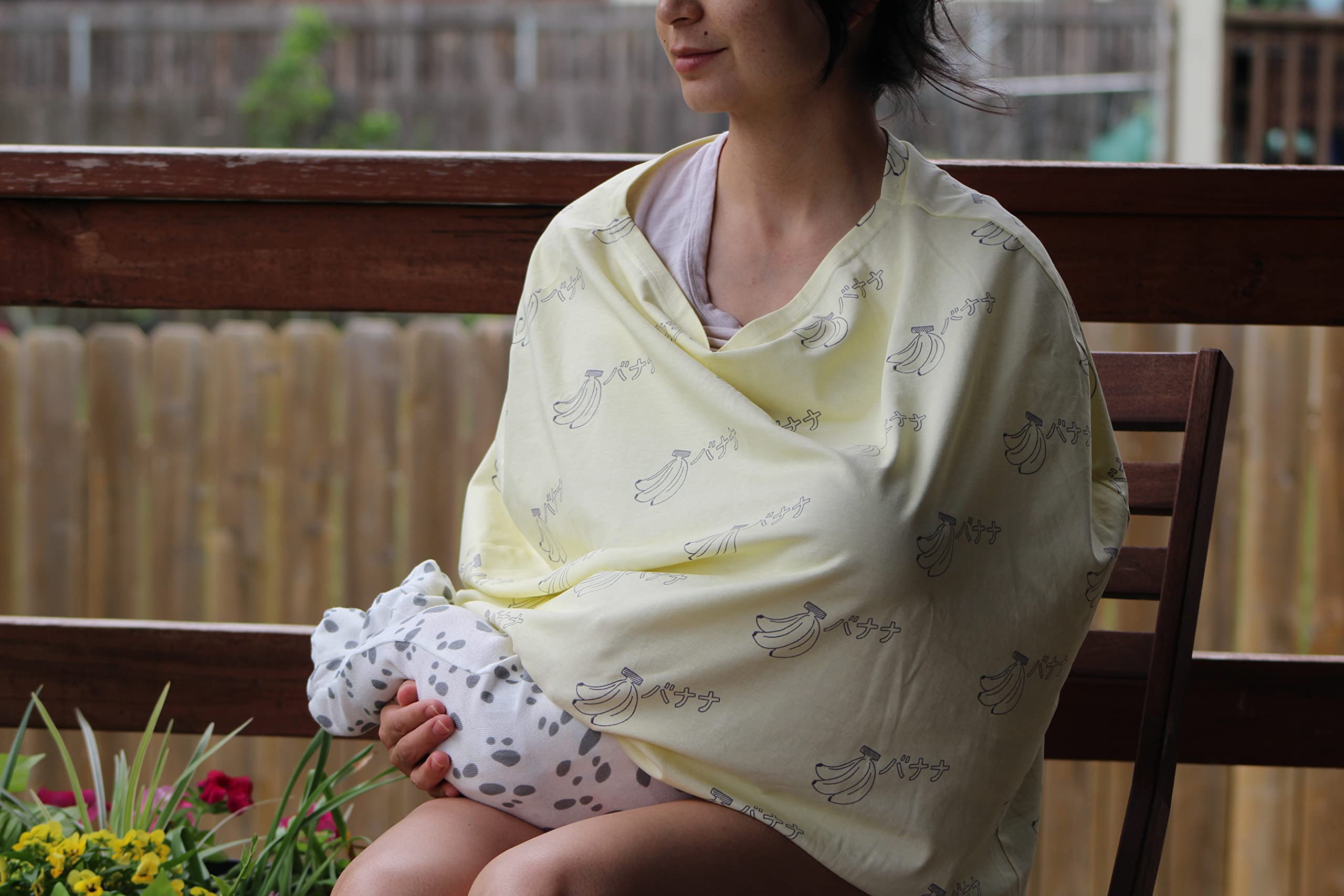 Nursing and Carseat Cover - Japanese Banana Print Design - Discreet, Breathable, Stretchy, carseat Cover, Breastfeeding Cover, Grocery Buggy cart seat Cover,