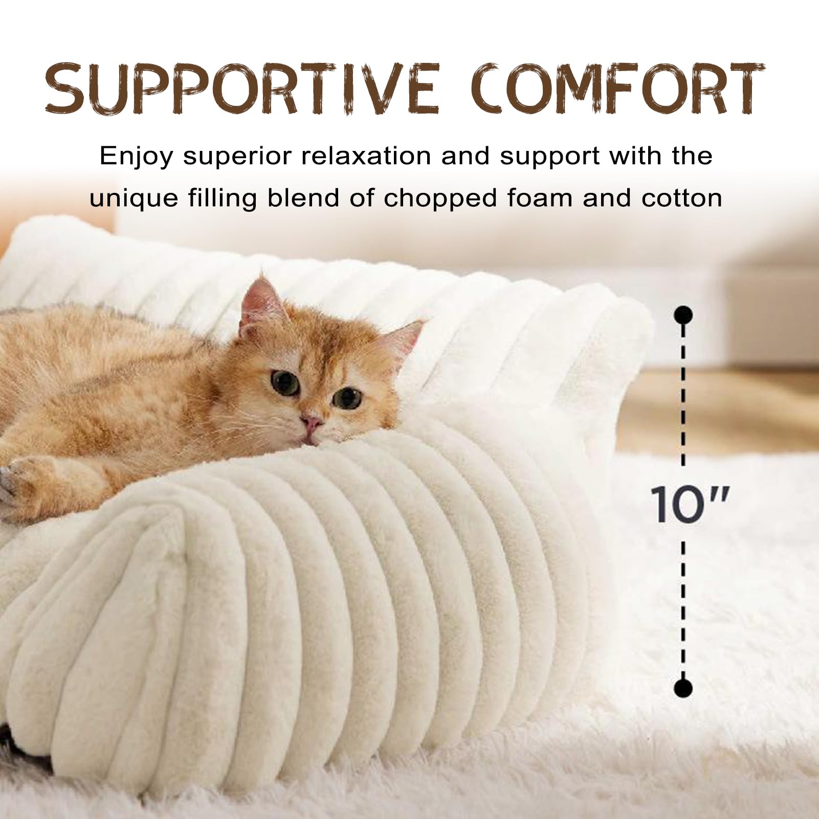 Sofa dla Kota Śliczna Sofa Zrównoważony Komfort Antypoślizgowy Spód Kawowy Beżowy 91 * 69 * 25 Cm Nadaje się na każdą porę (S)