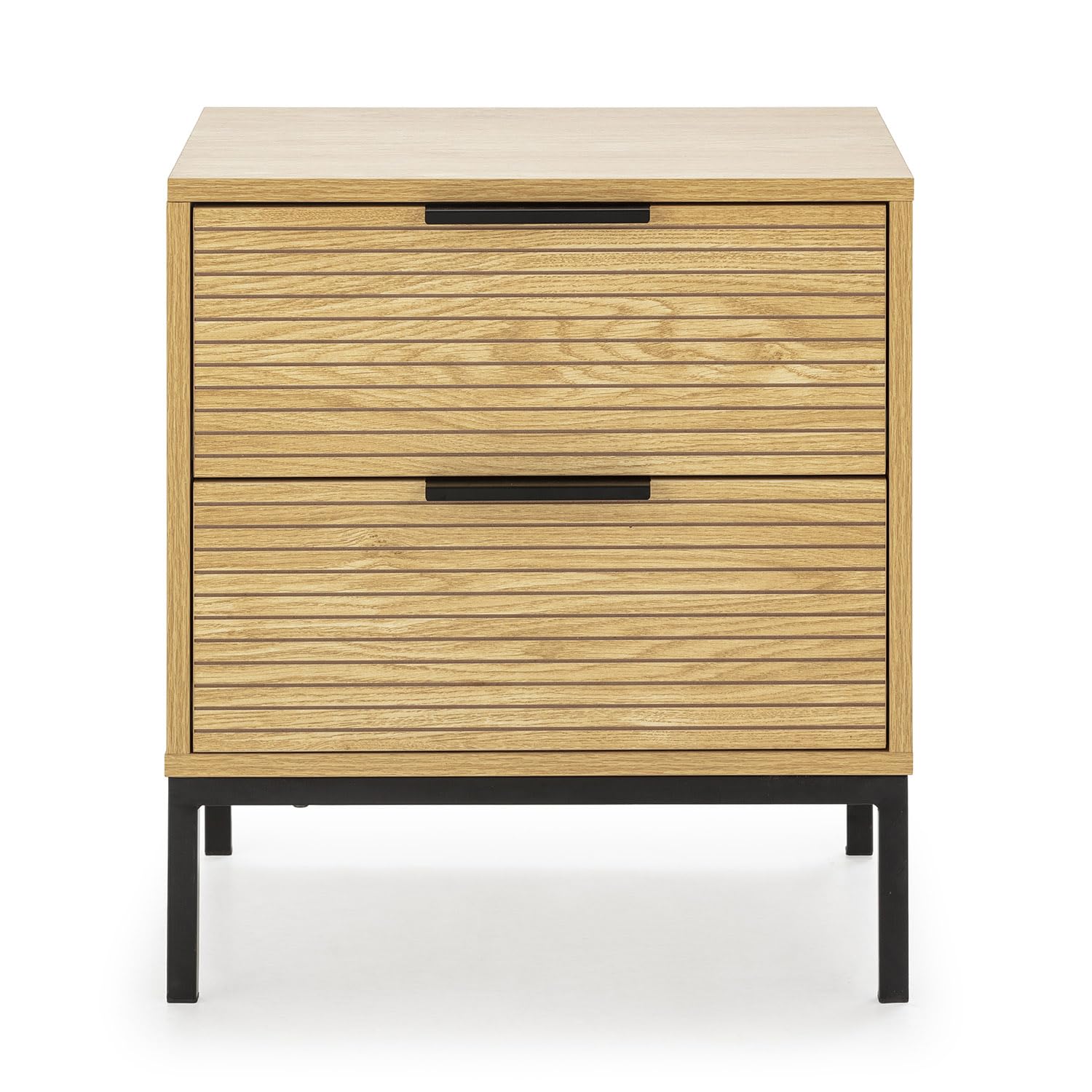 HOMN LIVING Mesita de Noche Mónica 2 cajones Color Madera, 50 cm (Ancho) 40 cm (Profundo) 55 cm (Altura)