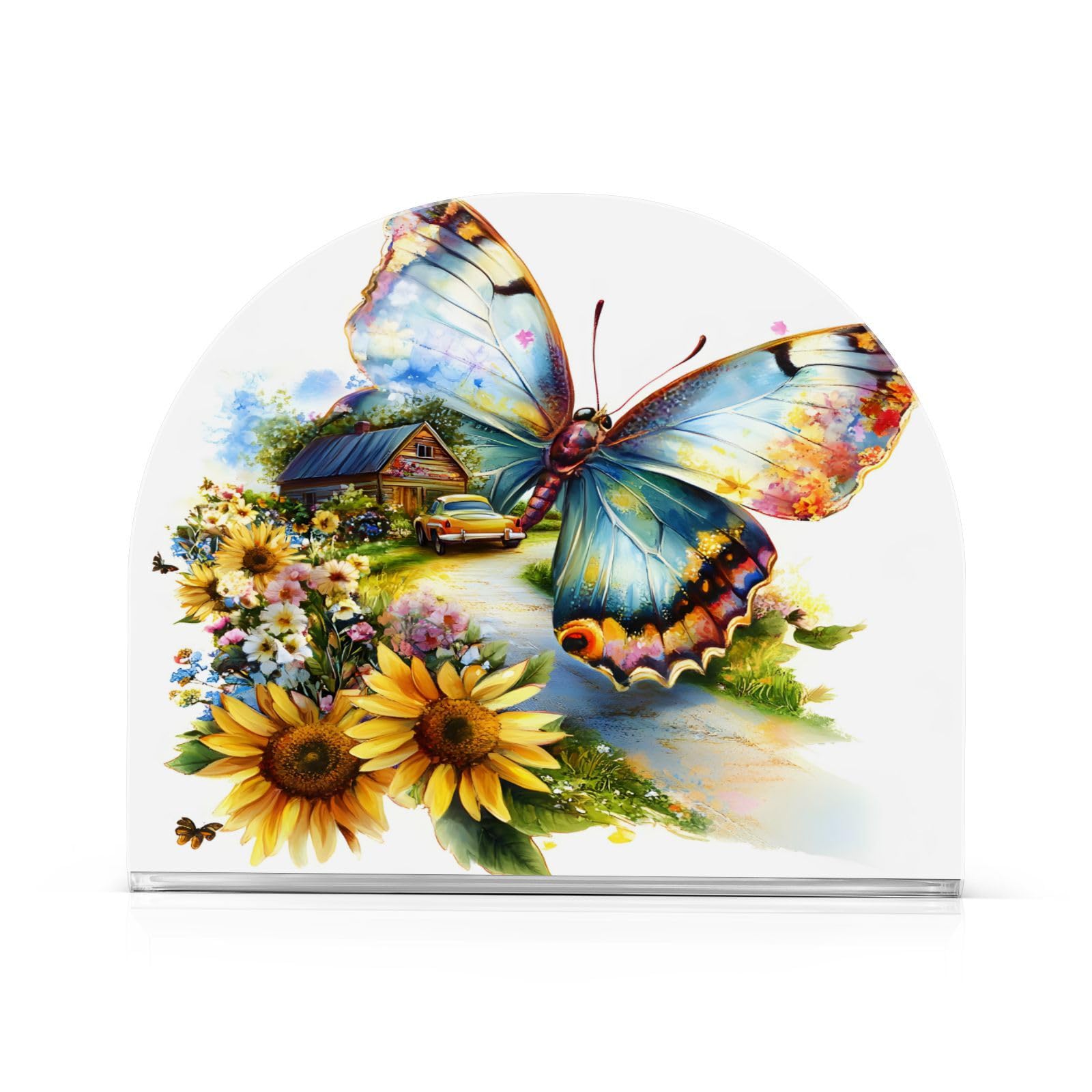 Butterfly Sunflower Napkin Holder for Tables Paper Cocktail Napkin Holders for Kitchen Dinning,Acrylic Dinner Napkin Dispenser for Restaurant Home