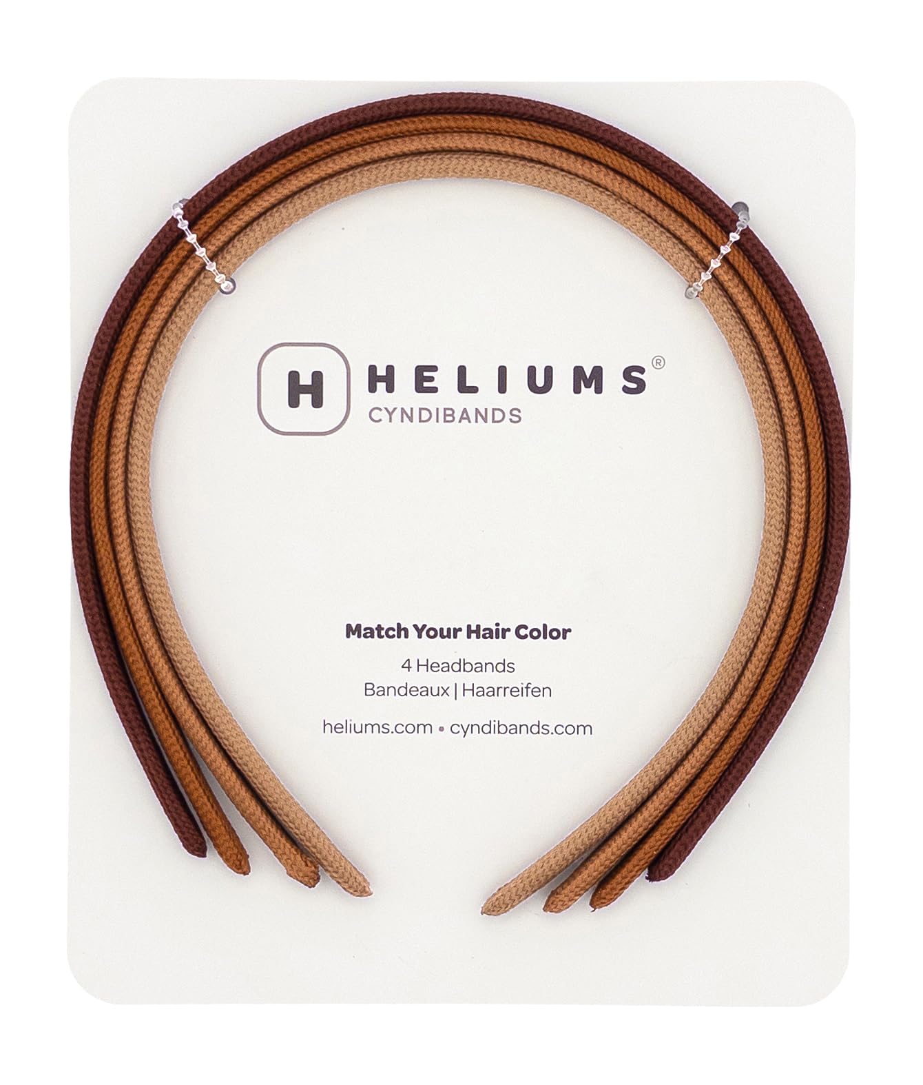 Bandeaux fins pour femme Heliums serre-têtes marron et blond 8mm lot de 4