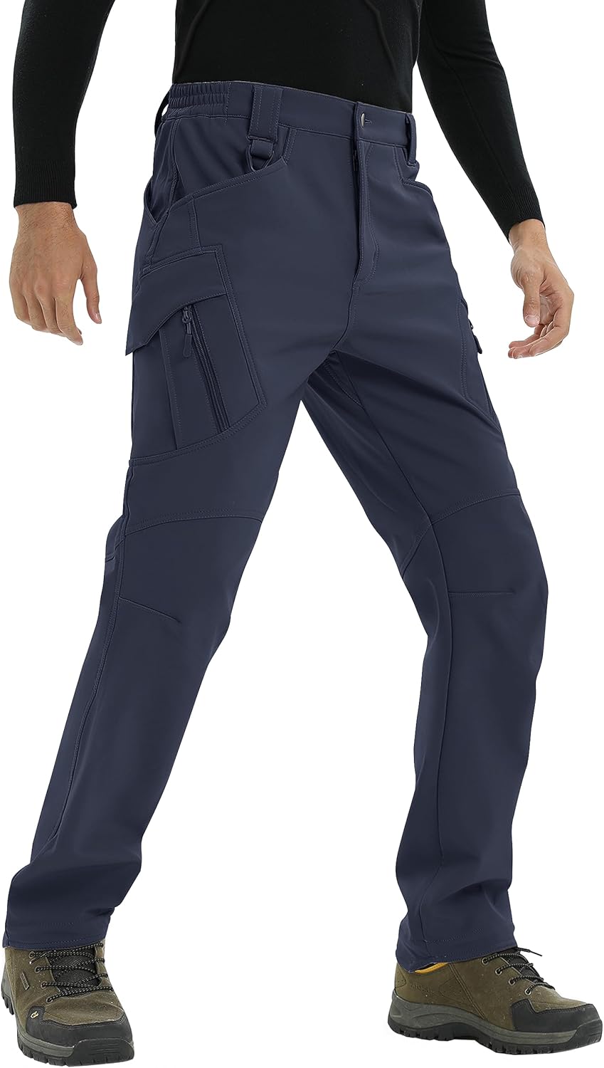 TACVASEN Men's Winter Work Pants Fleece Lined Tactical Snow Ski Pant Waterproof Insulated Cargo Hiking Trousers 9 Pocket - Image 2