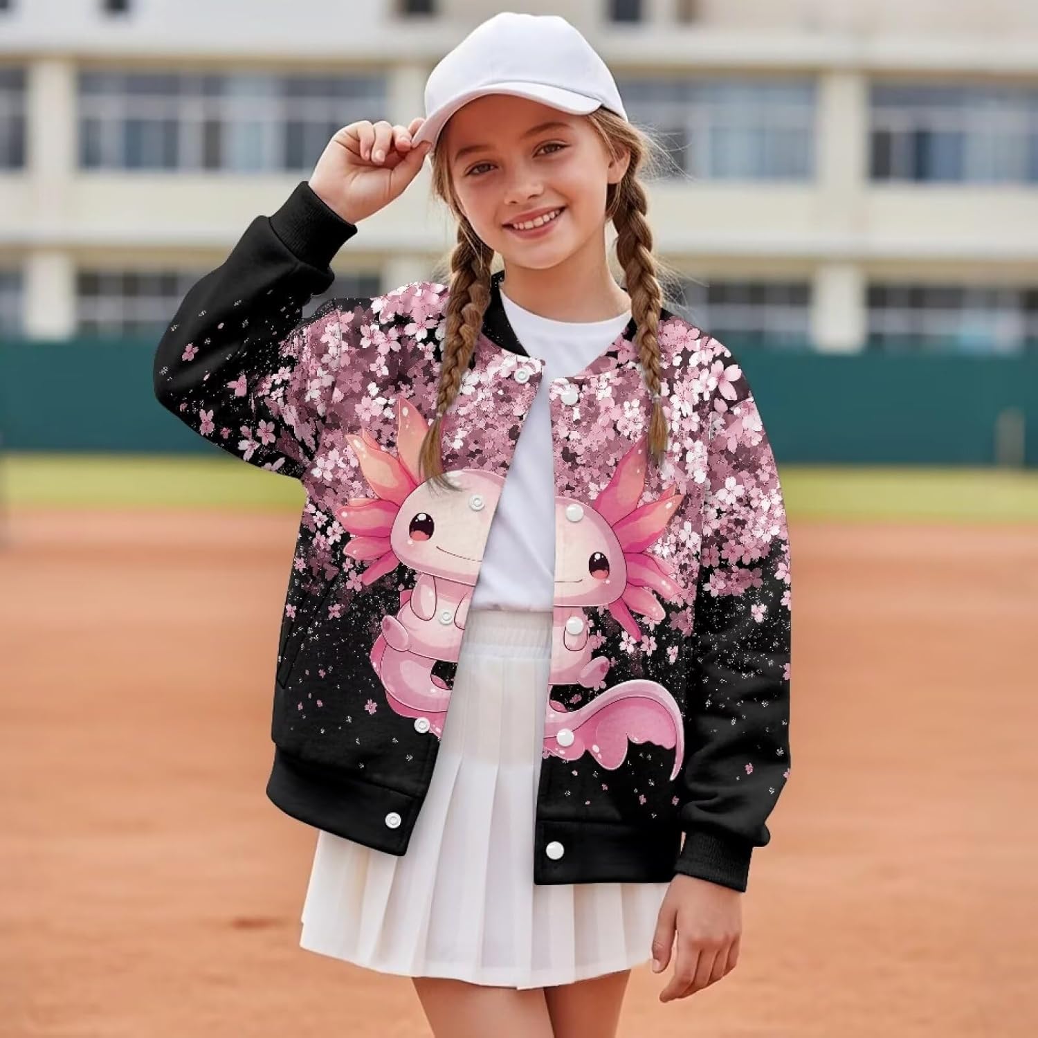 Varsity Jacket Girls Winter Warm Long Sleeve Button Down Baseball Jackets Kids 5-12 Coat