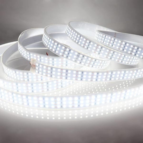 LEDENET 16.4Ft Super Bright Triple Row LED Strip Lights, Daylight White 6000K DC12V 1800LEDs Dimmable Flexible Truck LED