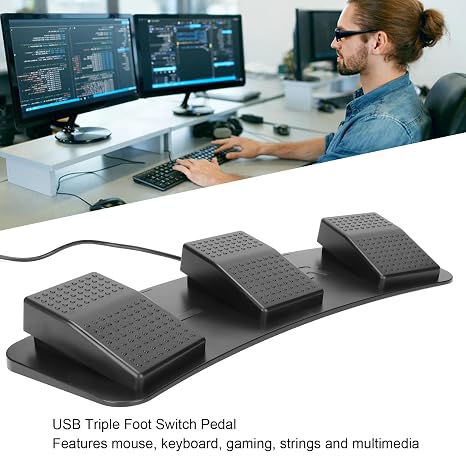 USB Foot Pedal PC Triple Foot Switch, PC USB Triple Foot Switch Pedal 3 Three Key Footswitch Program Customized Computer Keyboard Mouse for Playing Games