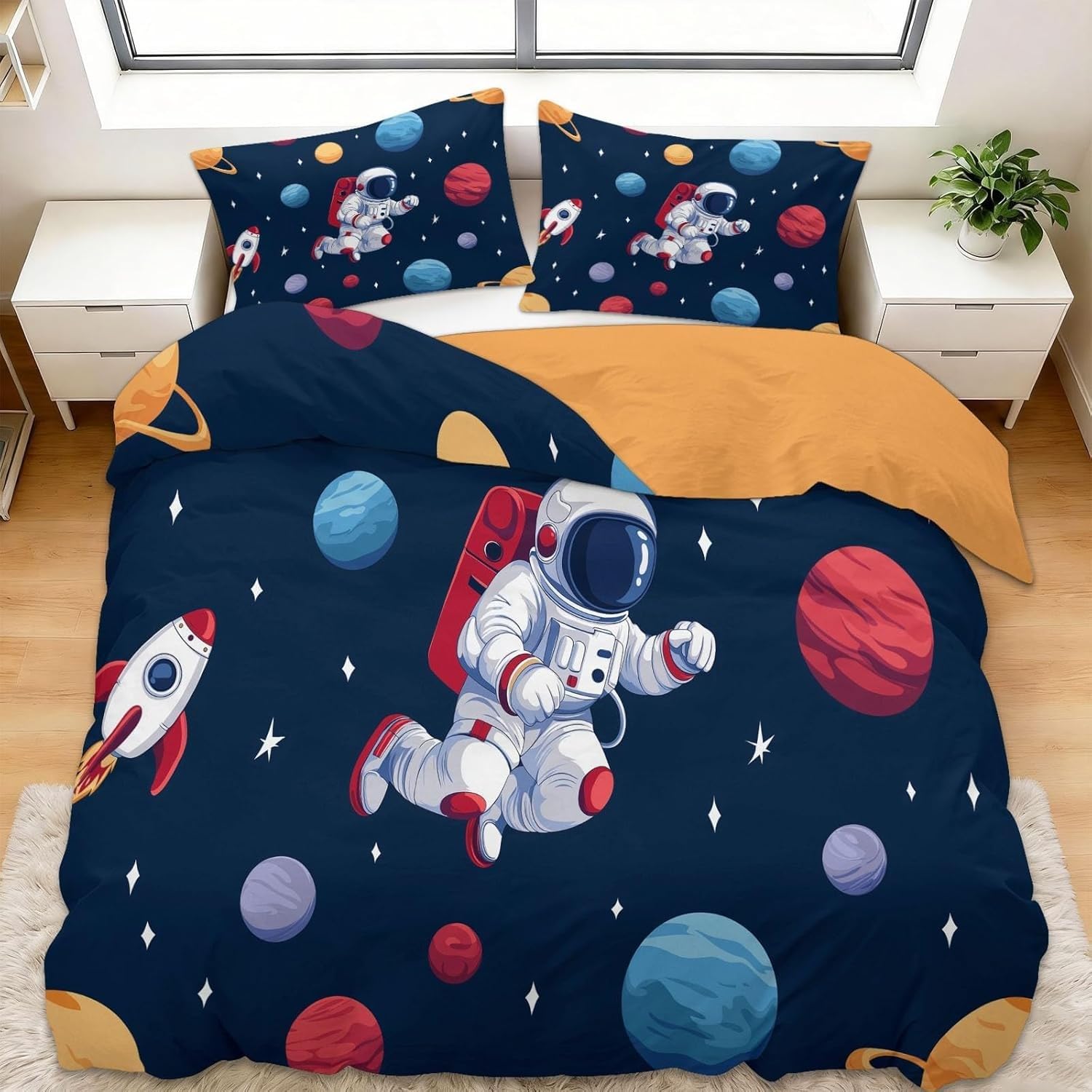 Parure de lit espace 140x200 cm en microfibre brossée durable et finitions soignées RX217