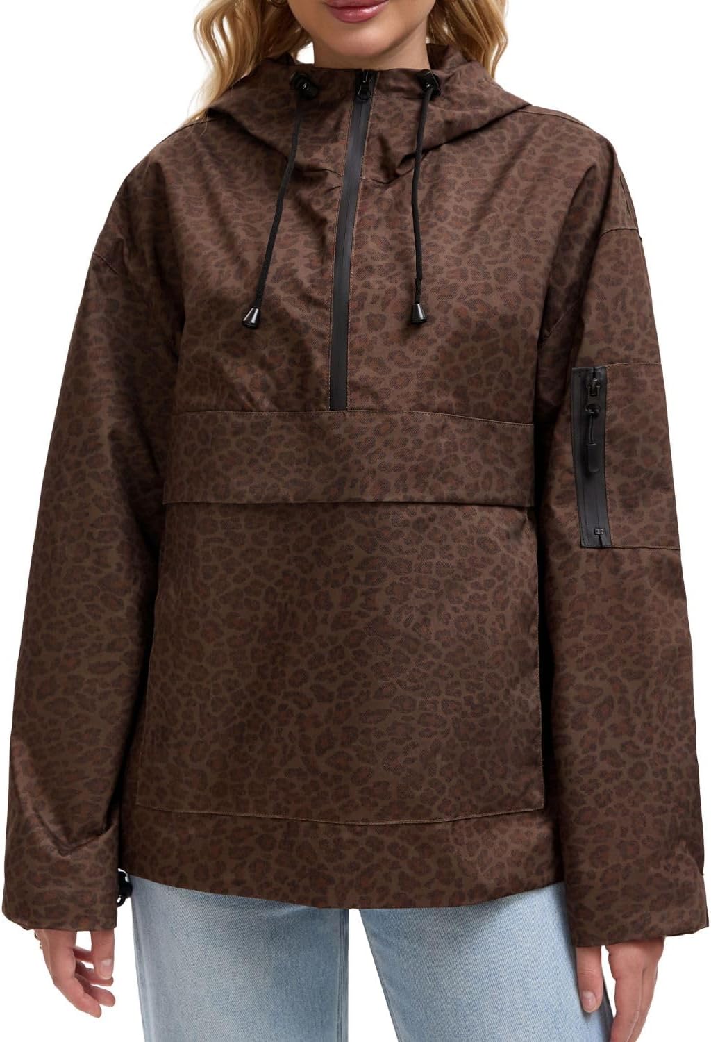 Rain Jacket Women, Women’s Lightweight Anorak Pullover Hoodie Jacket, Water-Resistant