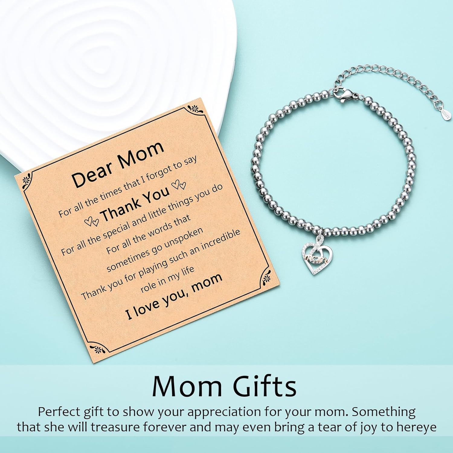 Birthday Gifts for Mom, Silver Mom Infinity Heart Women Bracelets Mother's Day Christmas Jewelry Present for Mama from Daughter Son - Image 5