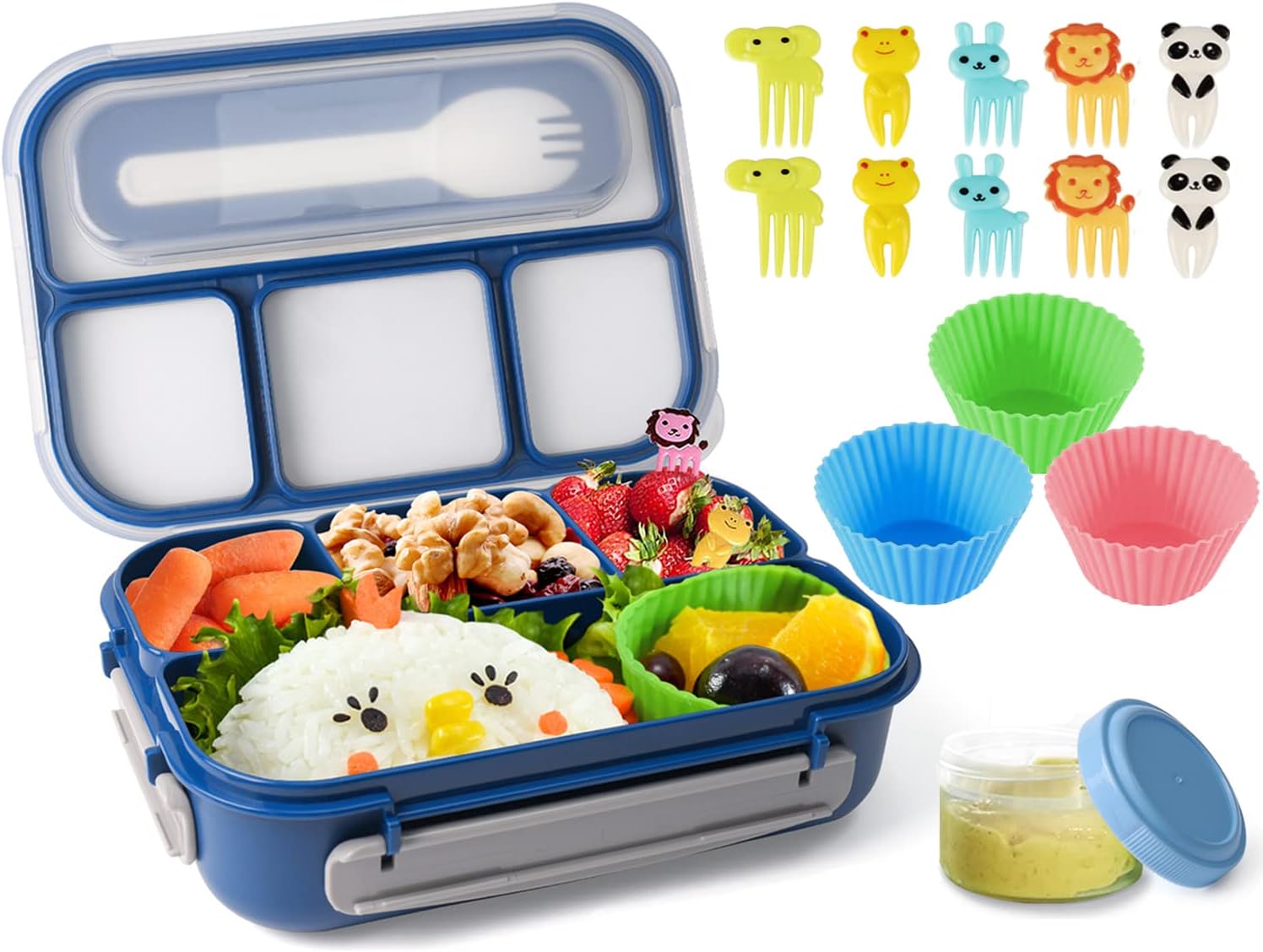 Bento Box for Kids,1300MLBento Lunch Box SWKIEN 4 Compartment Bento