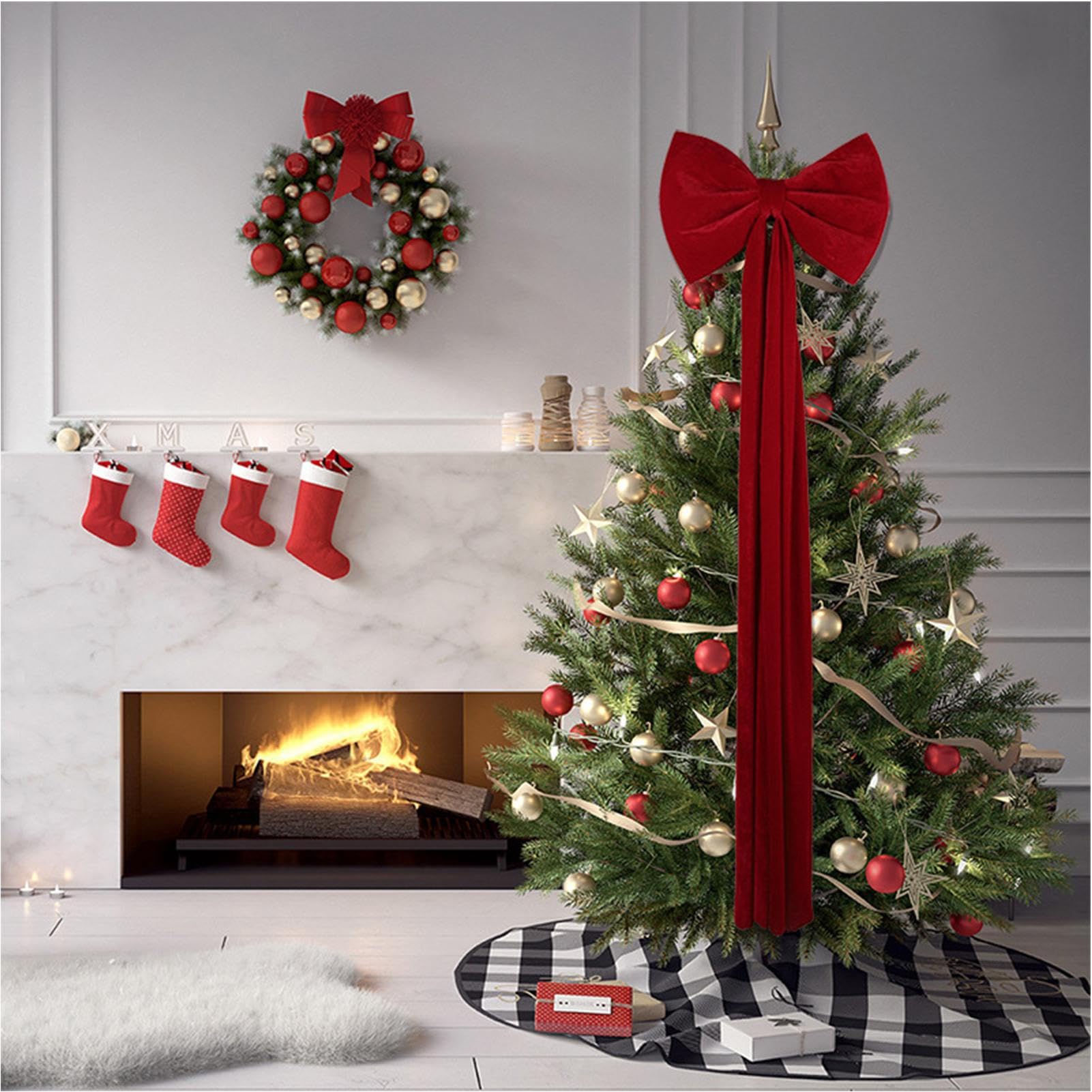 Weihnachtsbaum Spitze Schleife Rote Festdekoration
