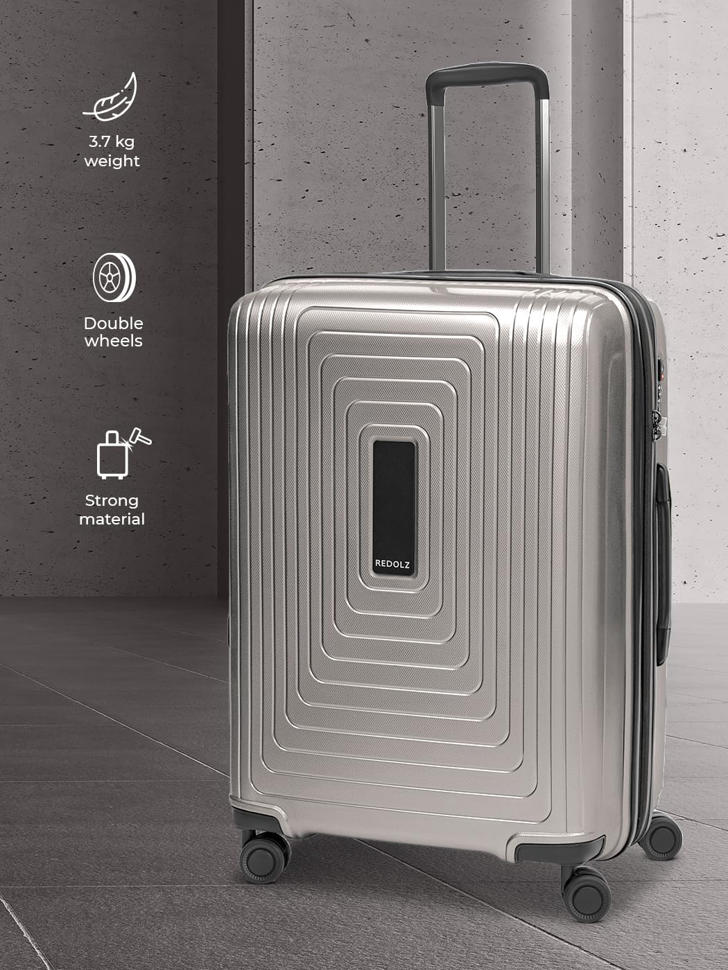 REDOLZ Hartschalen Check-in Koffer M erweiterbar | 46 x 30 x 66 cm, 82–97 Liter, 3,7 kg leicht, Polypropylen, Dehnfalte, Essentials 14