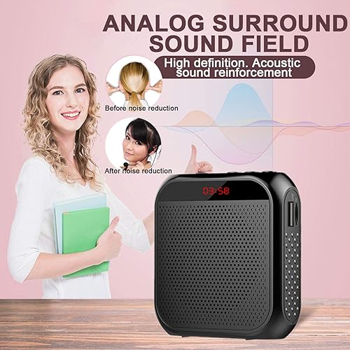 Miniatura 5 de Amplificador de voz portátil para profesores, micrófono recargable para profesores, amplificador de altavoz pequeño con micrófono con cable, sistema