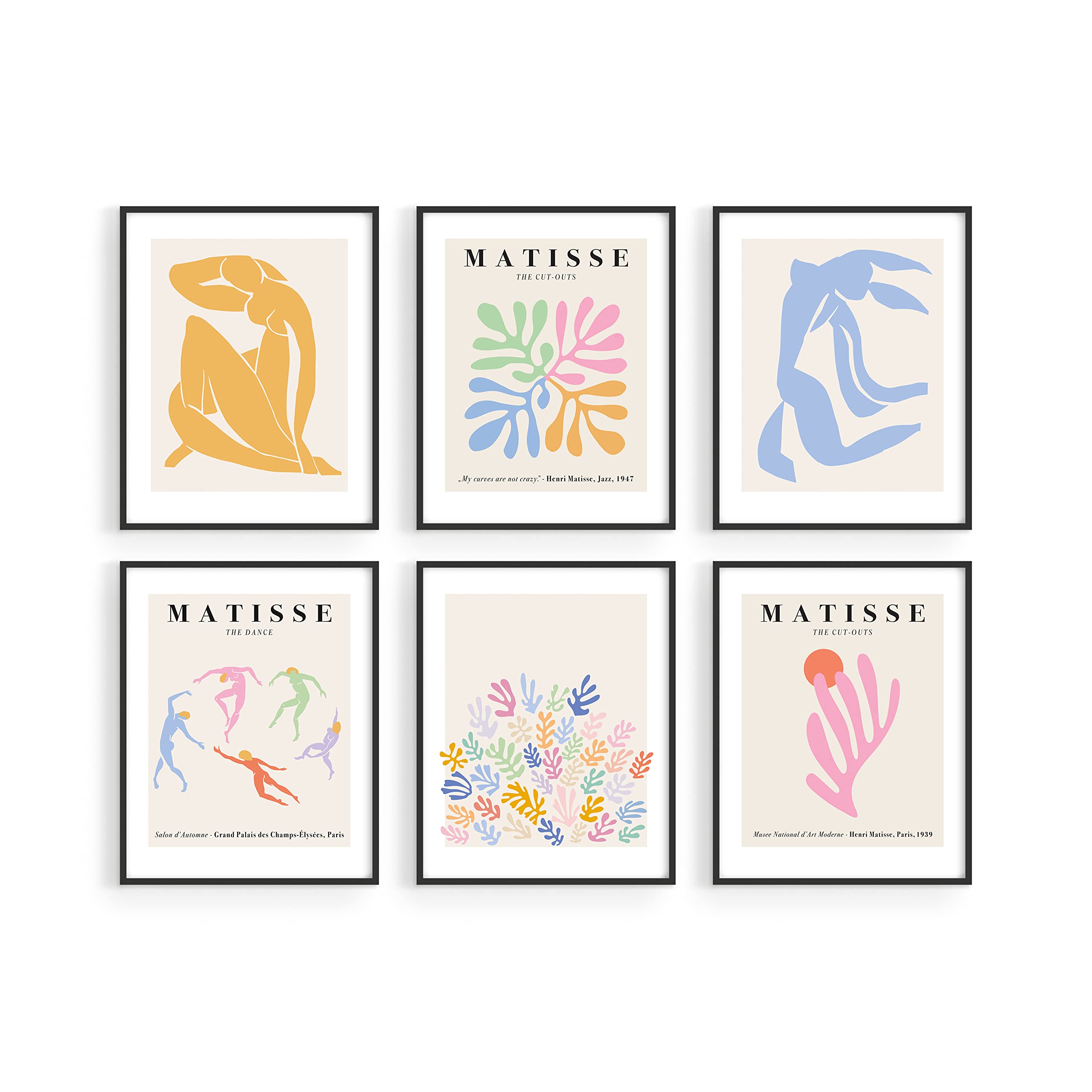 HAUS AND HUES Matisse Poster Pack, Matisse Wall Art, Matisse Poster Set, Poster Sets for Room Aesthetic, Minimalist Wall Prints, Danish Pastel Room Decor Aesthetic, Matisse Poster (Unframed, 8x10)