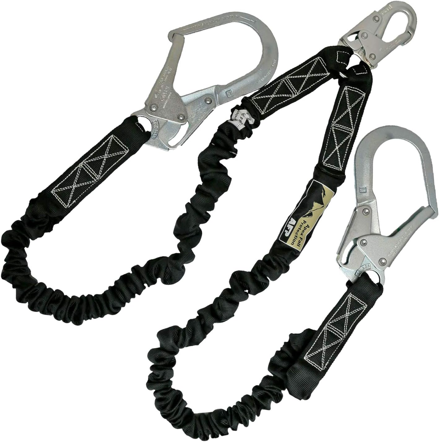 6FT Double Leg Internal Shock Absorbing Safety Fall Protection Lanyard with Dual Pelican Rebar & Snap Hook |Heavy-Duty Webbing | OSHA & ANSI Rated (Steel)