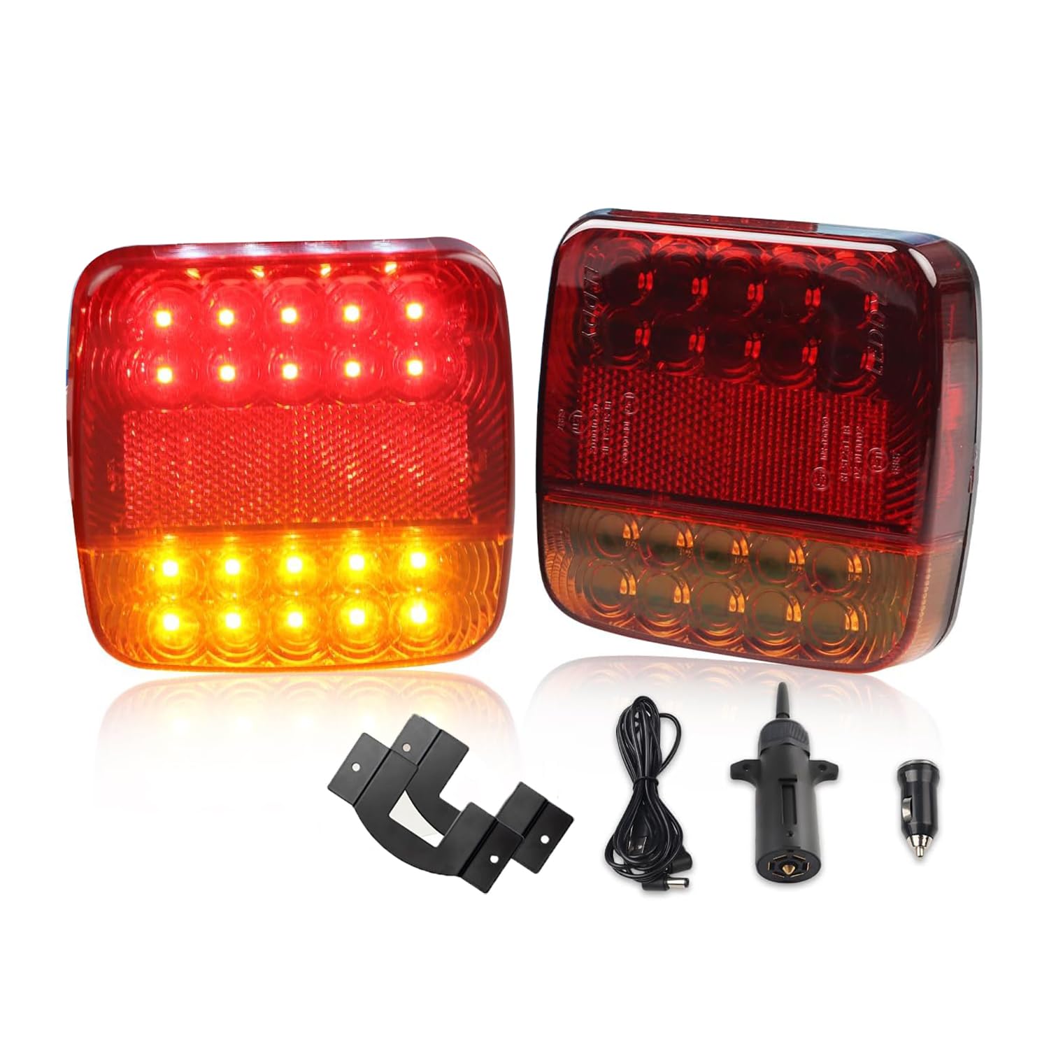 Feux Remorque Sans Fil,Feux de Remorque LED,12V/24V Approuvé ECE EMC 5 Fonctions Fixation Magnétique Wireless Pour Auto Camion Tracteur Remorque Caravane,Étanche IP65
