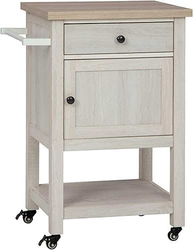Signature Design by Ashley Boderidge Farmhouse - Carrito de cocina que ahorra espacio, color blanco