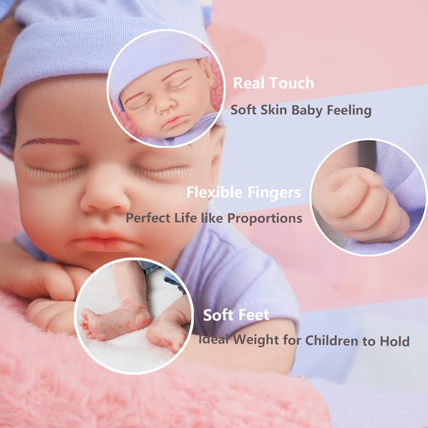 12 in Full Silicone Reborn Baby Dolls, 1:1 Lifelike Newborn Dolls Non Vinyl Realistic Reborn Toddler Dolls Boy Washable Sleeping Doll