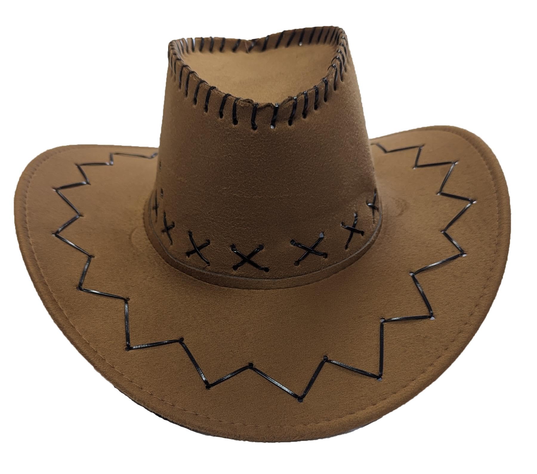 The Dragons Den Adults Suedette Cowboy Cowgirl Hat Wild West Western Fancy Dress Costume Accessory [Light Brown]