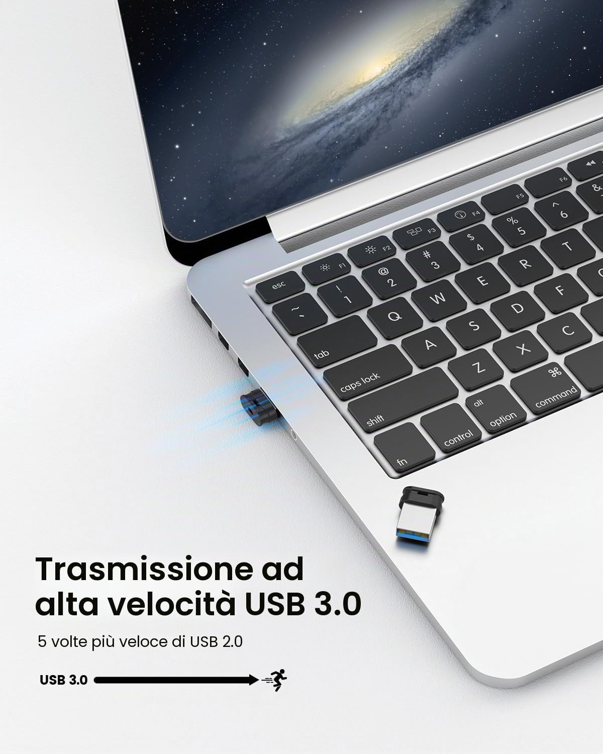 Vansuny Mini Pen Drive USB 3.0 da 256 GB, Chiavetta USB Mini Portatile con Cordino per Auto, PC, Laptop, Cellulare (Nero)