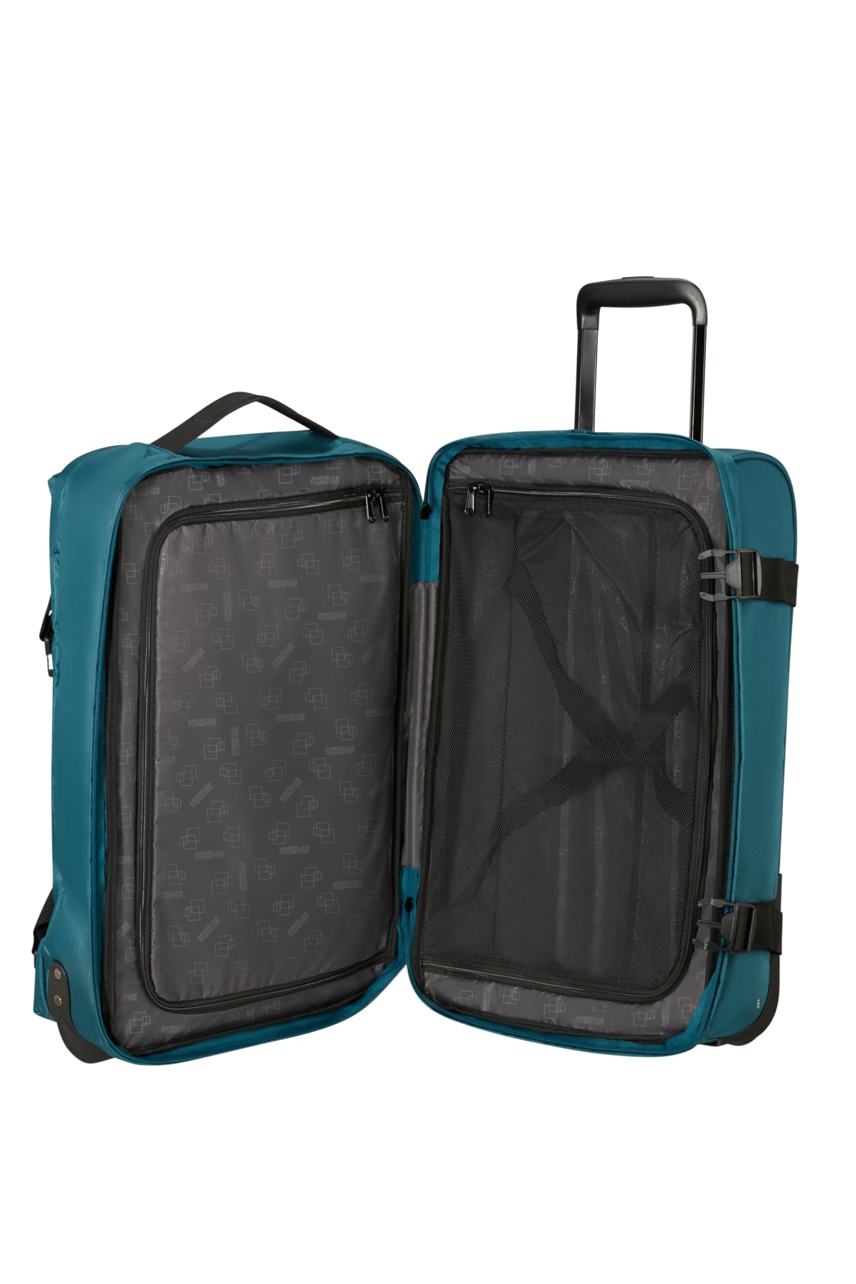 American Tourister Urban Track - Bolsa de Viaje con 2 Ruedas, 55 cm, Bolsa Ligera S con 2 Compartimentos y Cerradura TSA, 55 L, Ideal para Viajes Cortos - Blau (Totally Teal)