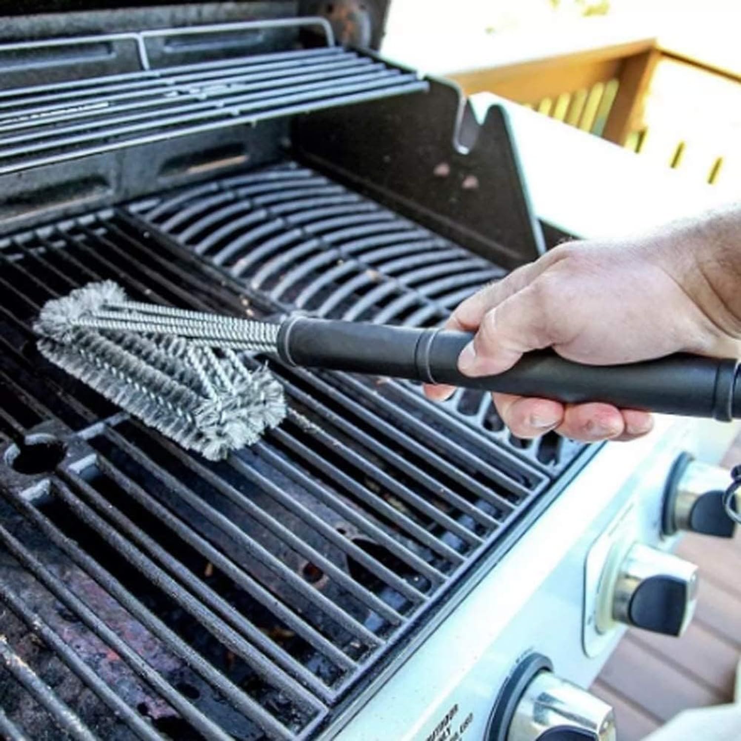 Cepillo limpieza barbacoa 18 Pollici Acciaio Inox, utensile griglia Resistente con setole dure per Rimuovere Grasso e residui carbonizzati, Accessorio Barbecue