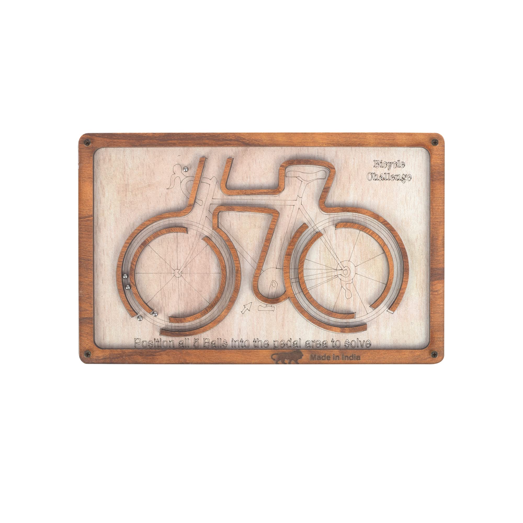 Wooden Maze Metal Ball Puzzle | Hand Crafted MDF Classic Home Travel Games Helps Reduce Stress Game for Adults, Boys and Girls Little Children (Bicycle Maze)