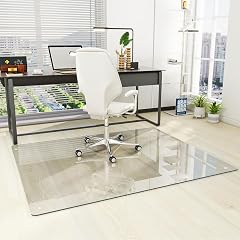 Tempered Glass 46 x 55 Glass Chair Mat Heavy Duty Hard Floor Mat with Round Corner and Polished